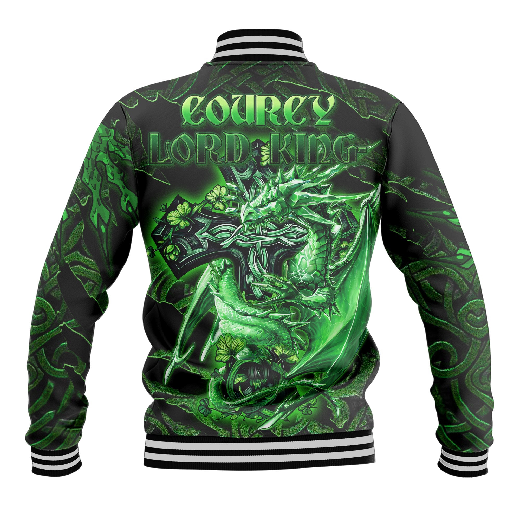 Courcy de Lord Kingsale Baseball Jackets Celtic Cross And Dragon Style