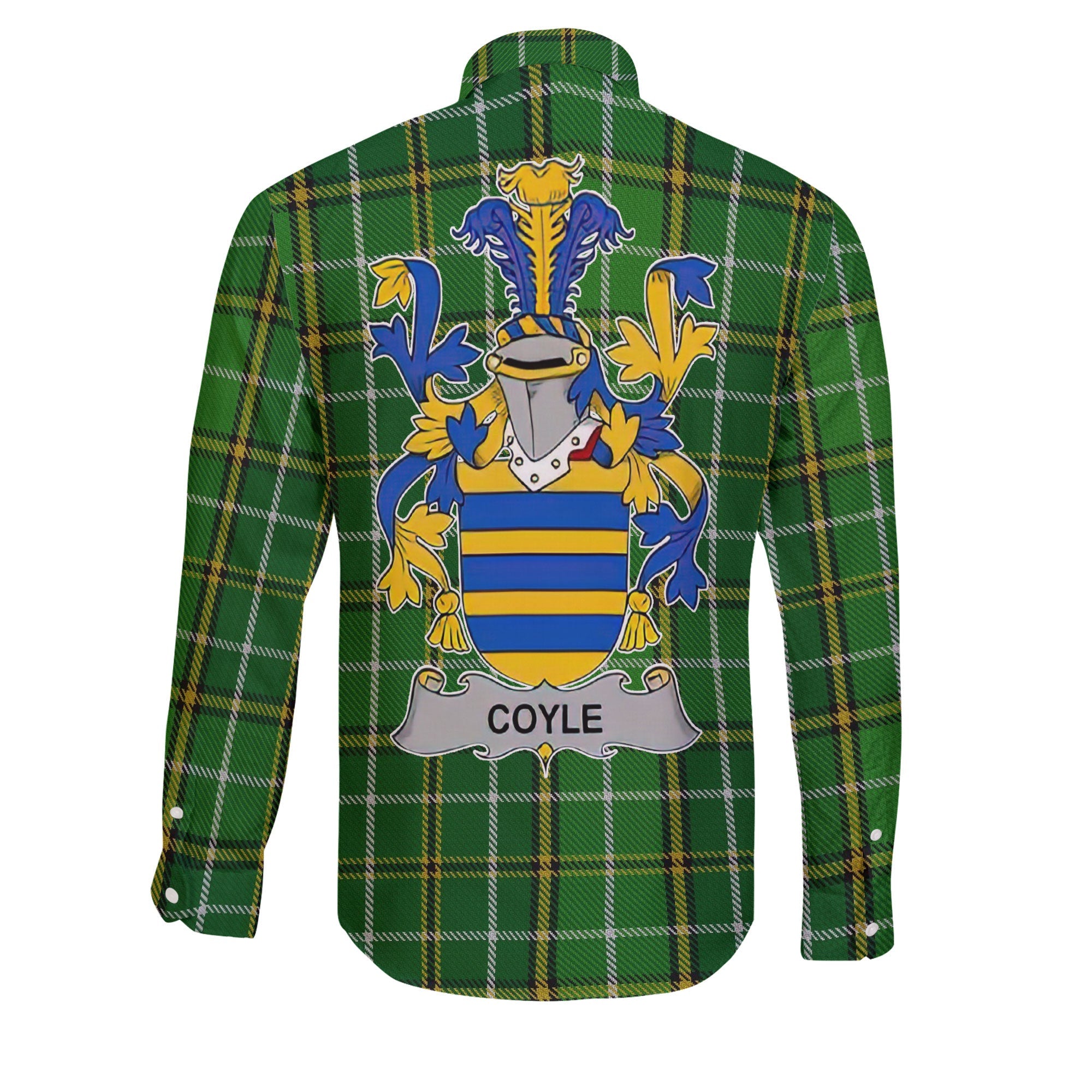 Coyle or McCoyle Long Sleeve Button Shirts Crest And National Plaid Style