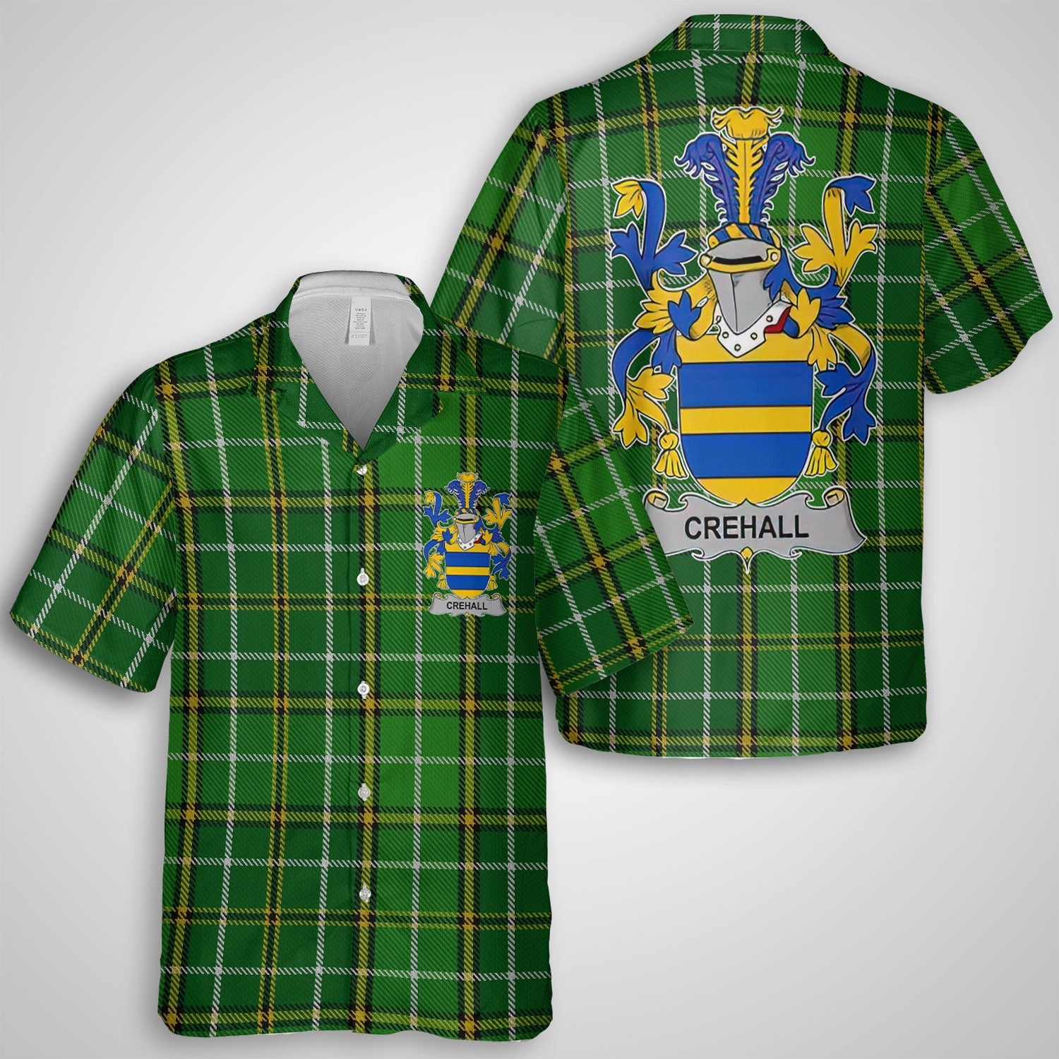 Crehall or O Crehall Hawaiian Shirts Crest And National Plaid Style