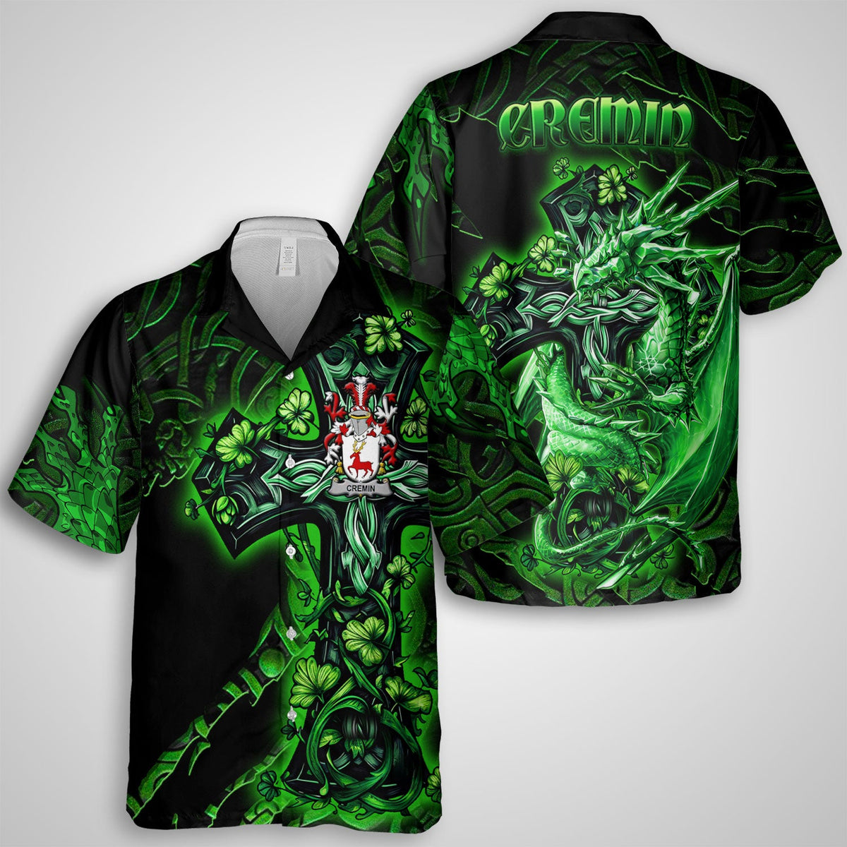 Cremin or O Cremin Hawaiian Shirts Celtic Cross And Dragon Style