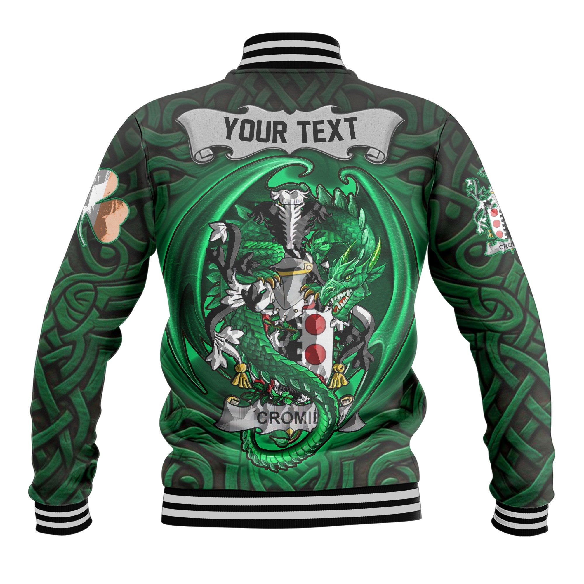 Cromie Baseball Jackets The Green Dragon Of Ireland Style