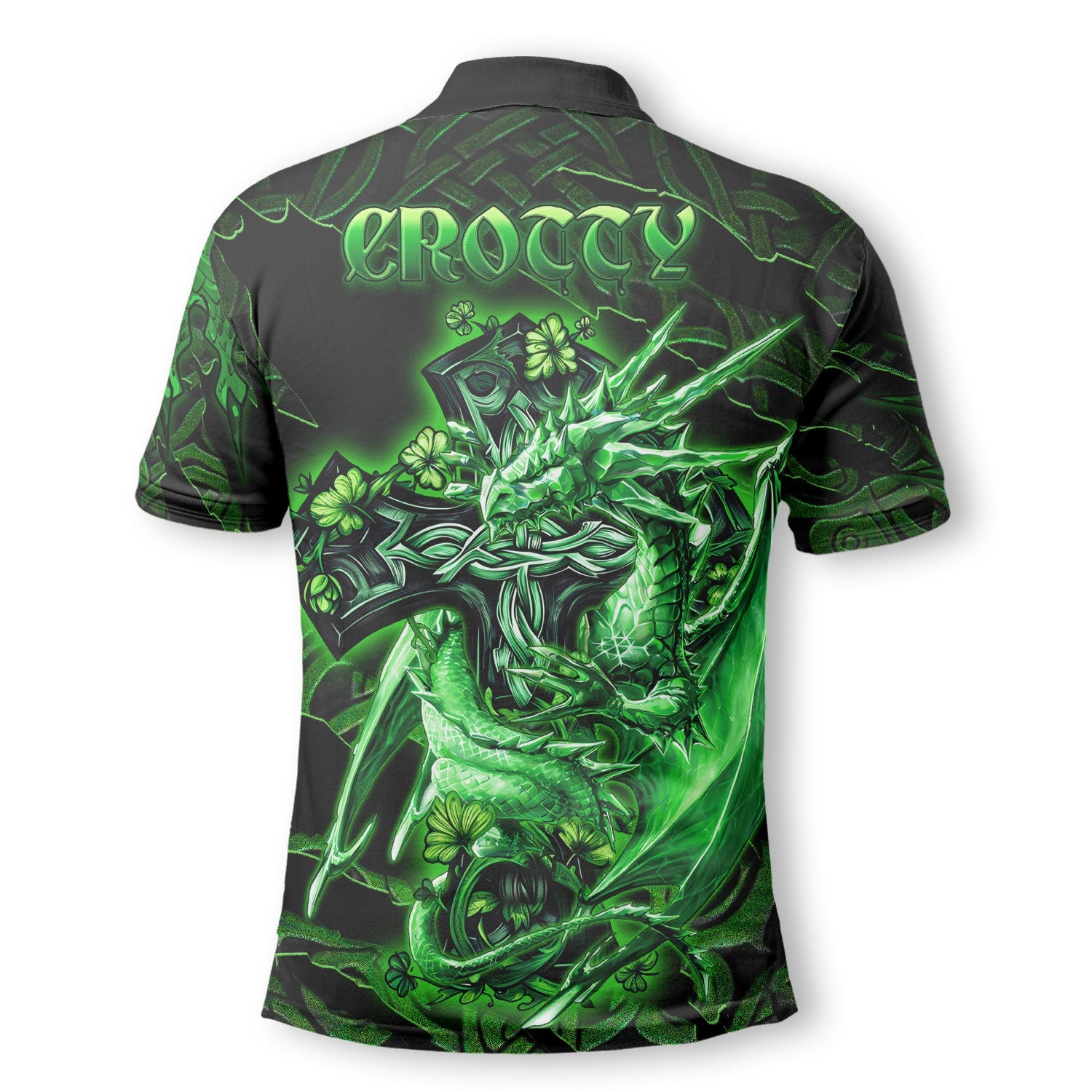 Crotty or O Crotty Polo Shirts Celtic Cross And Dragon Style