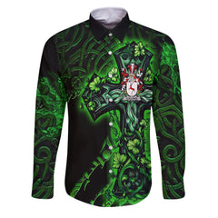 Cullinan or O Cullinane Long Sleeve Button Shirts Celtic Cross And Dragon Style