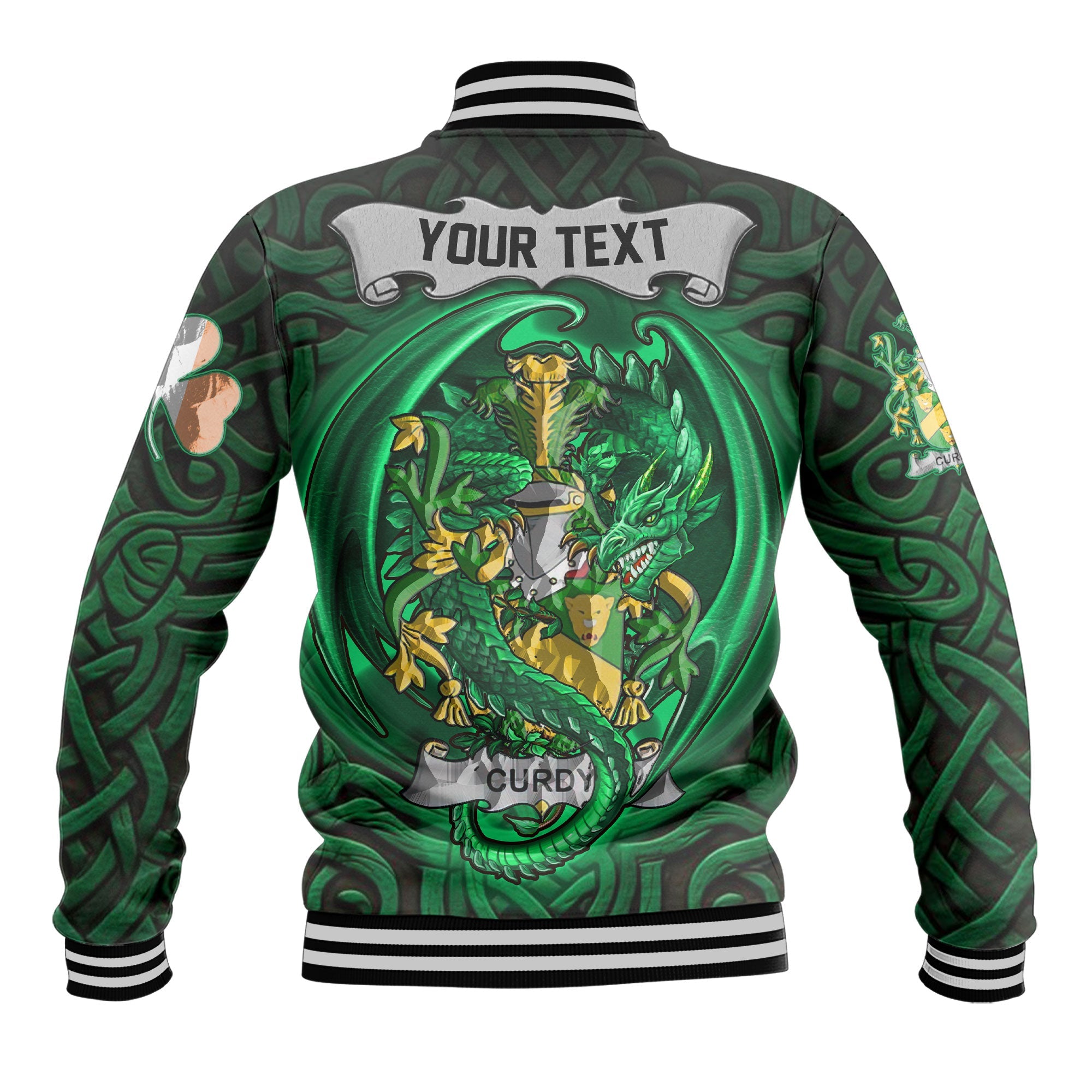 Curdy or McCurdy Baseball Jackets The Green Dragon Of Ireland Style