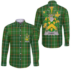 Curdy or McCurdy Long Sleeve Button Shirts Crest And National Plaid Style