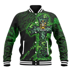 Curnin or O Curneen Baseball Jackets Celtic Cross And Dragon Style