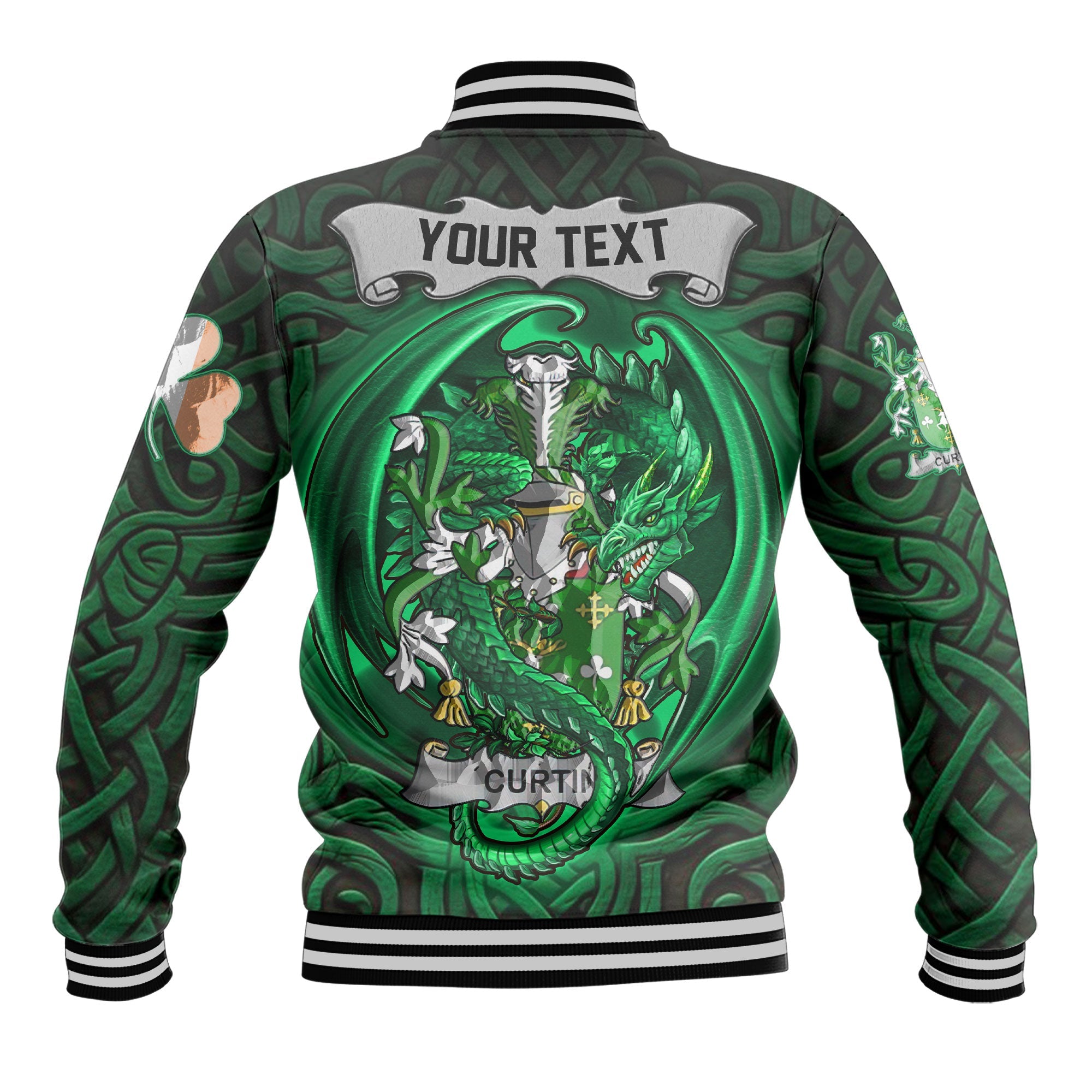 Curtin or McCurtin Baseball Jackets The Green Dragon Of Ireland Style