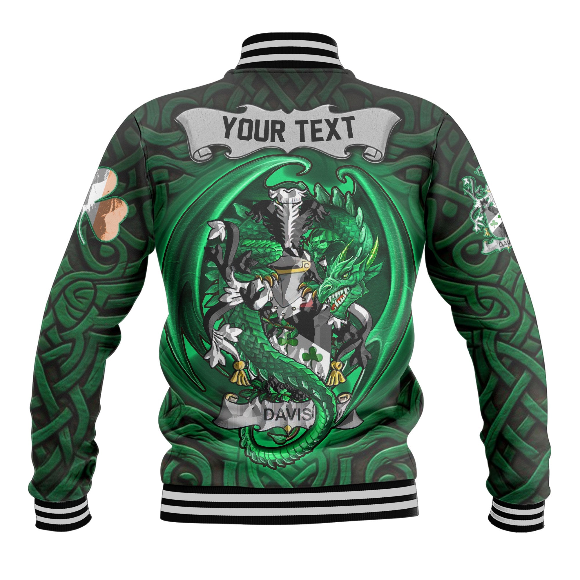 Davis Baseball Jackets The Green Dragon Of Ireland Style