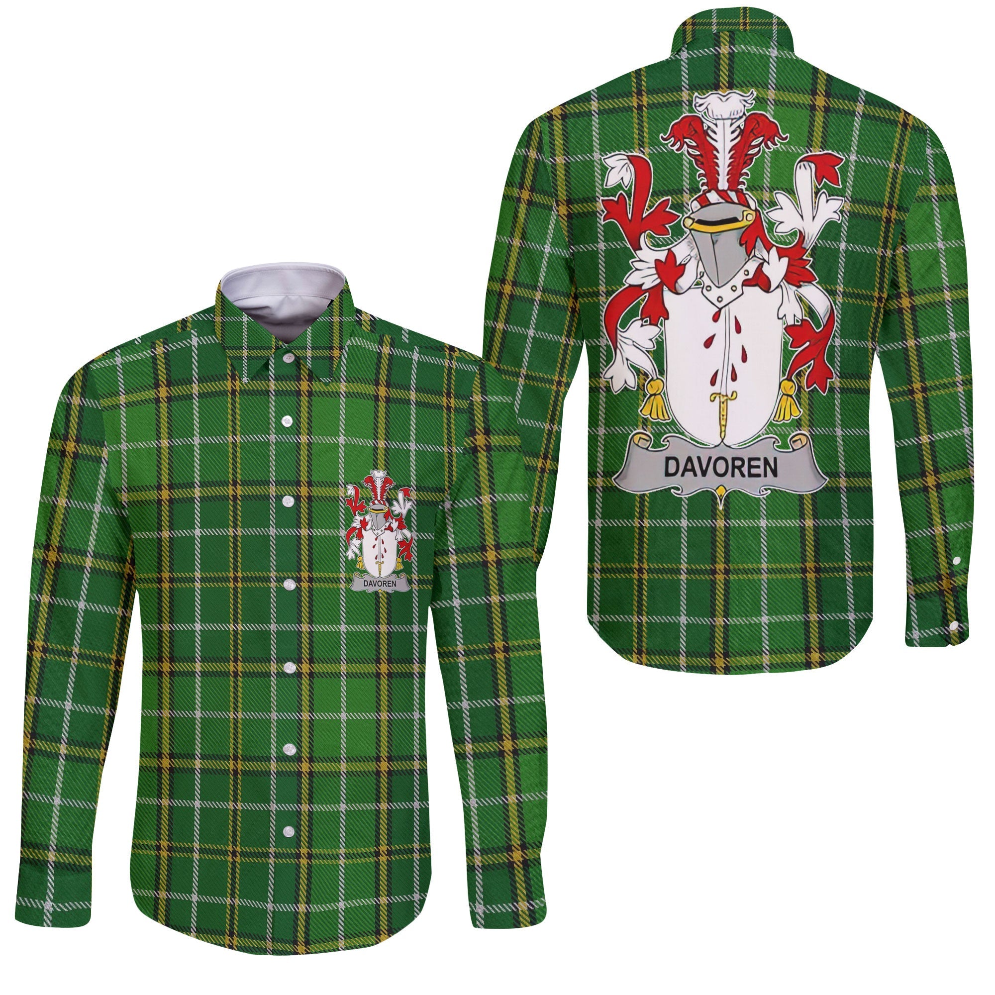 Davoren or O Davoren Long Sleeve Button Shirts Crest And National Plaid Style