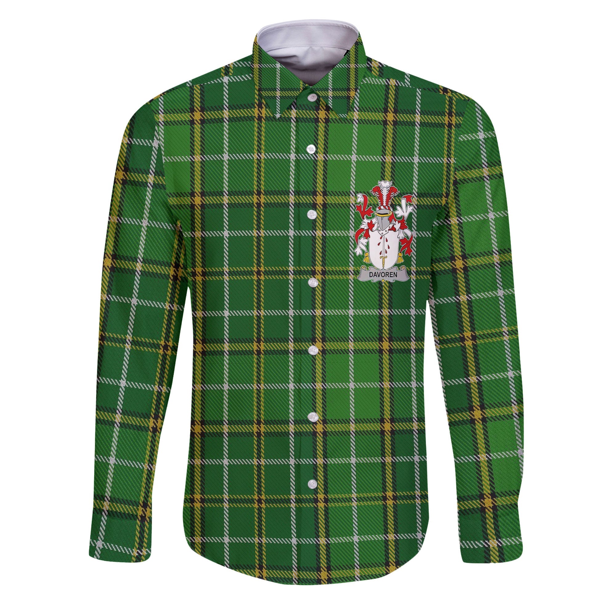 Davoren or O Davoren Long Sleeve Button Shirts Crest And National Plaid Style