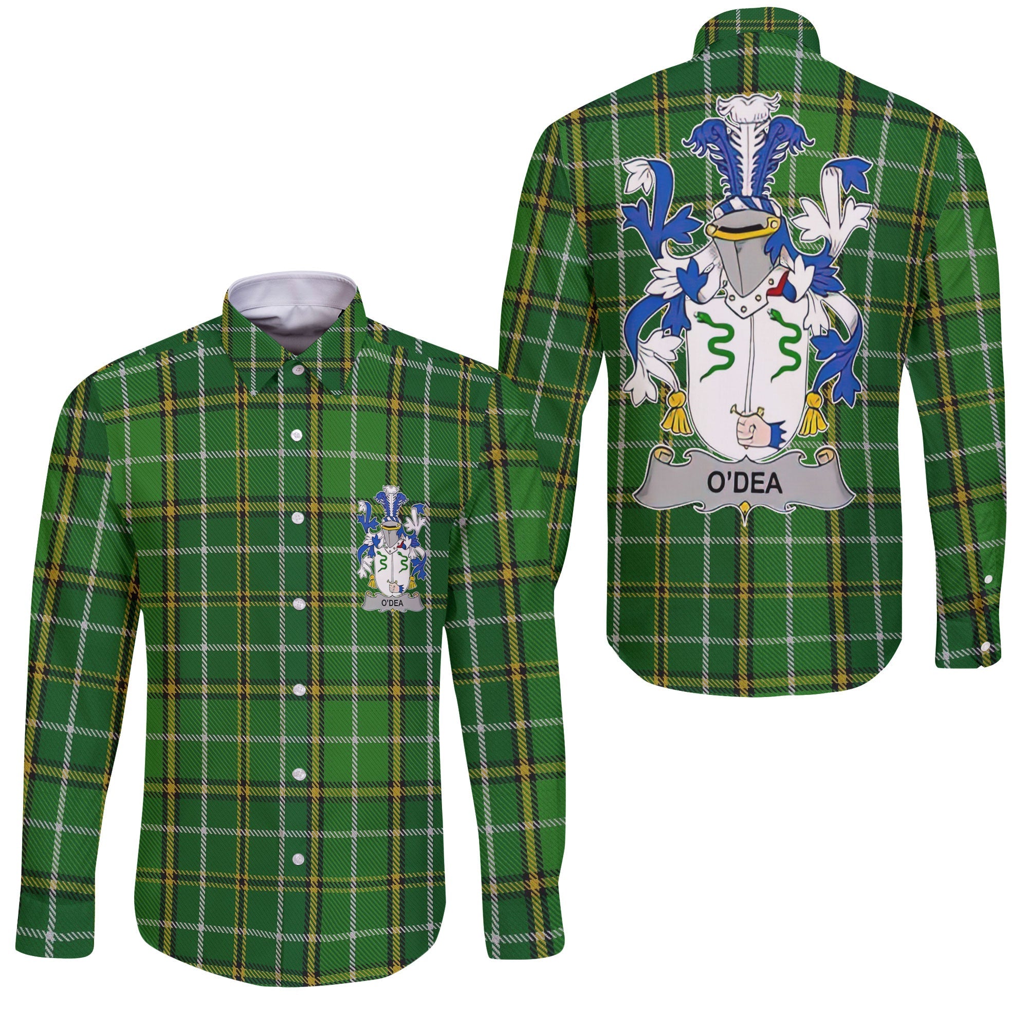 Dea or O Dea Long Sleeve Button Shirts Crest And National Plaid Style