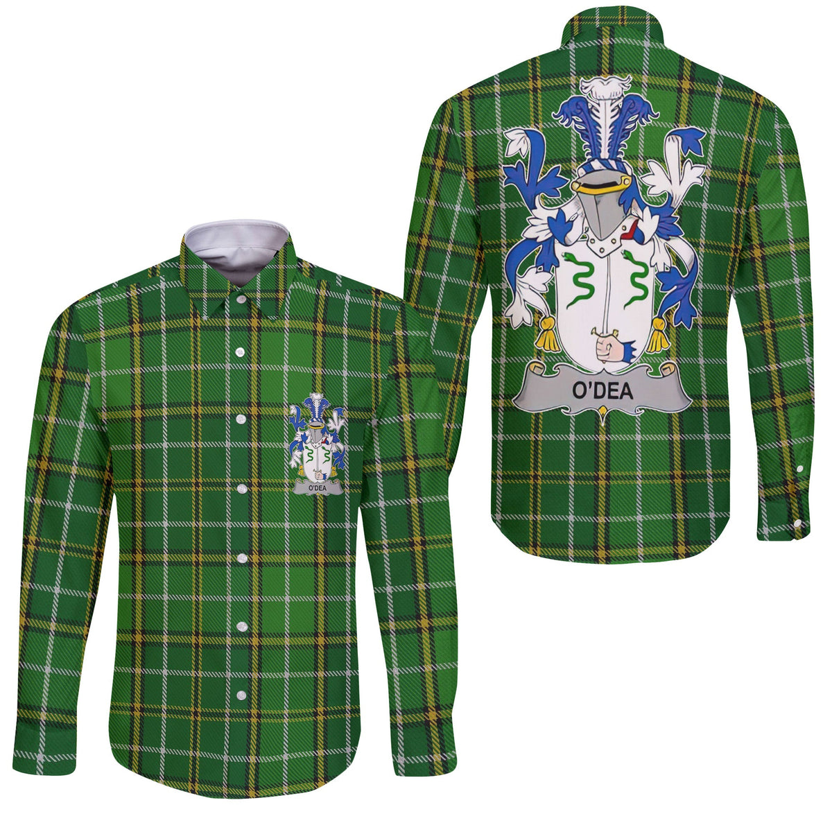 Dea or O Dea Long Sleeve Button Shirts Crest And National Plaid Style