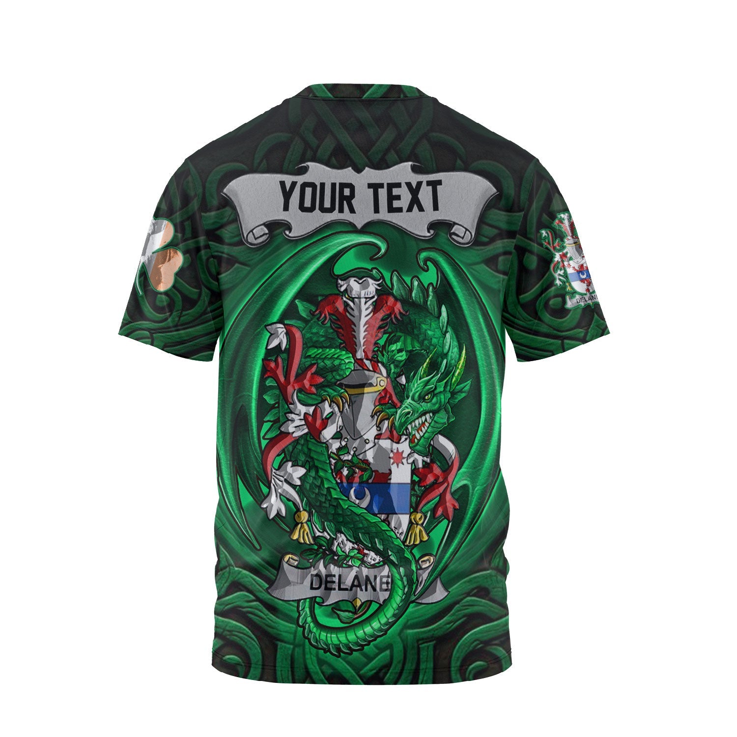 Delaney or O Delany T-Shirts The Green Dragon Of Ireland Style