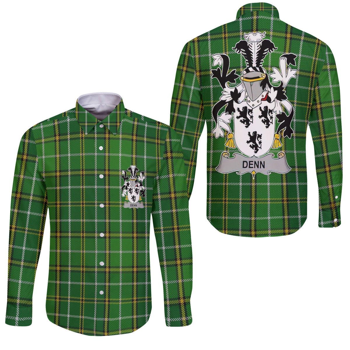 Denn Long Sleeve Button Shirts Crest And National Plaid Style