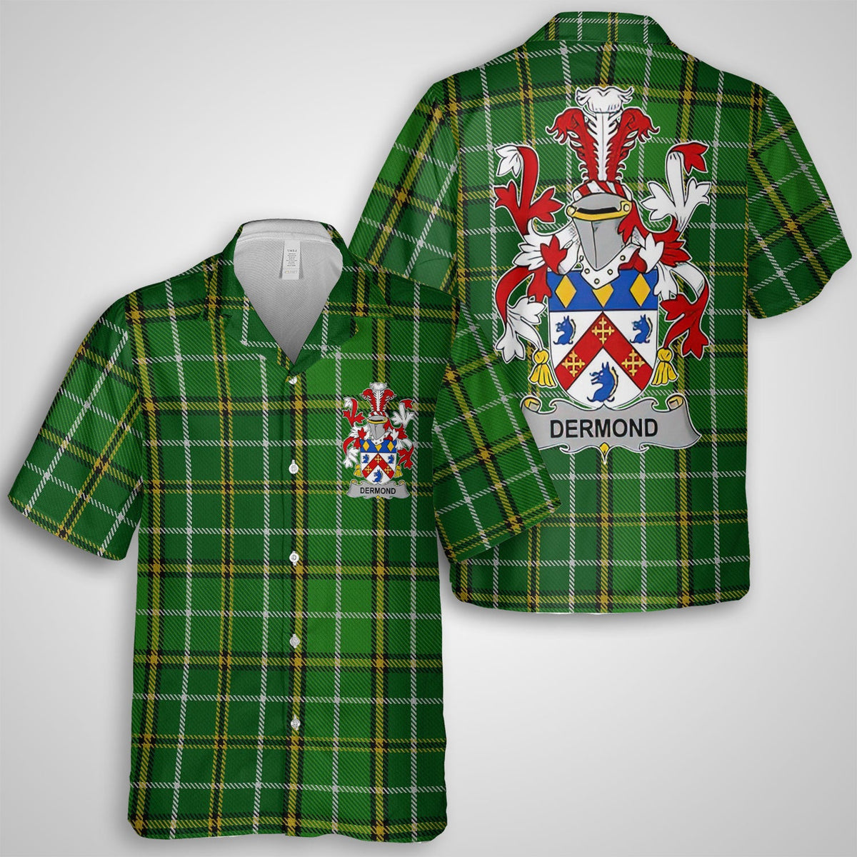 Dermond or O Dermond Hawaiian Shirts Crest And National Plaid Style