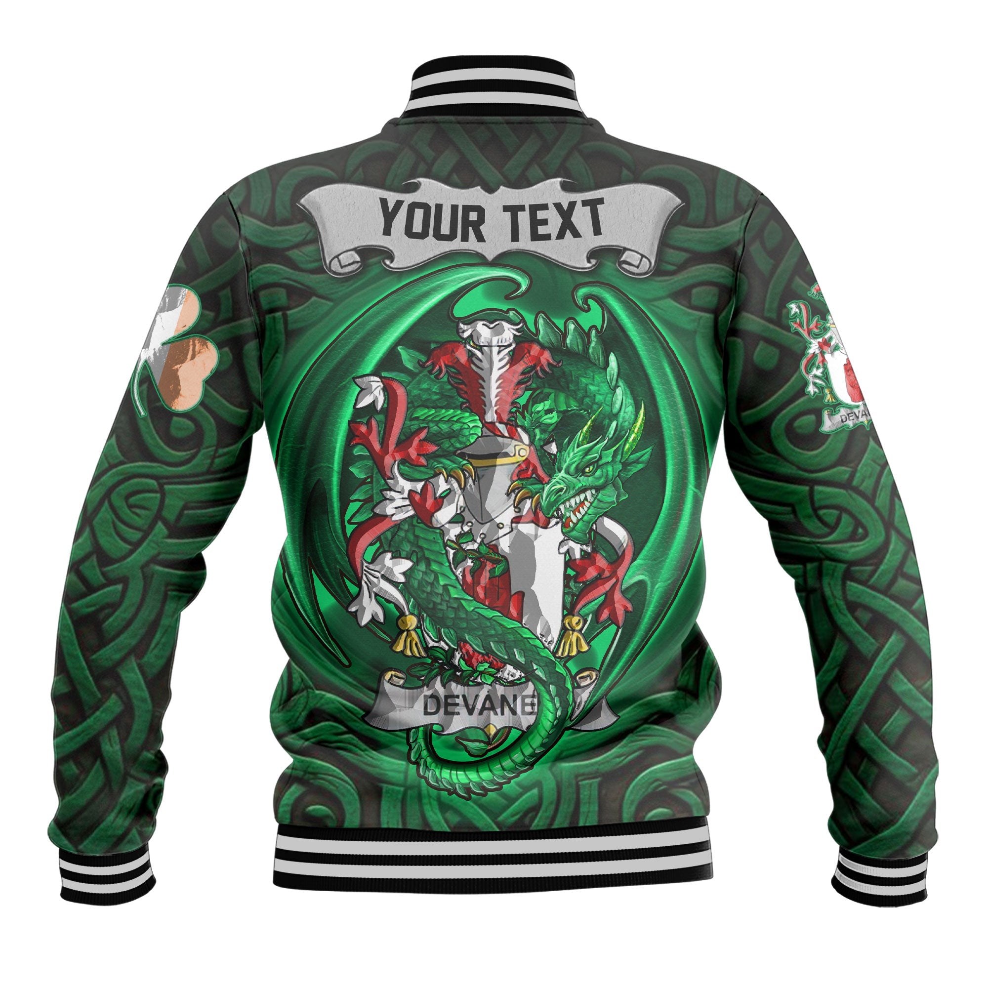 Devaney or O Devaney Baseball Jackets The Green Dragon Of Ireland Style