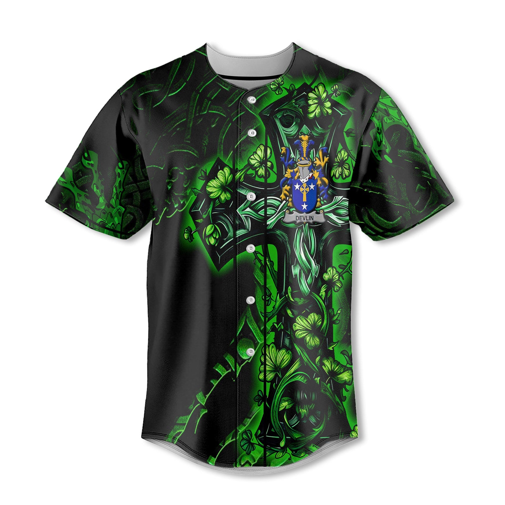 Devlin or O Devlin Baseball Jerseys Celtic Cross And Dragon Style