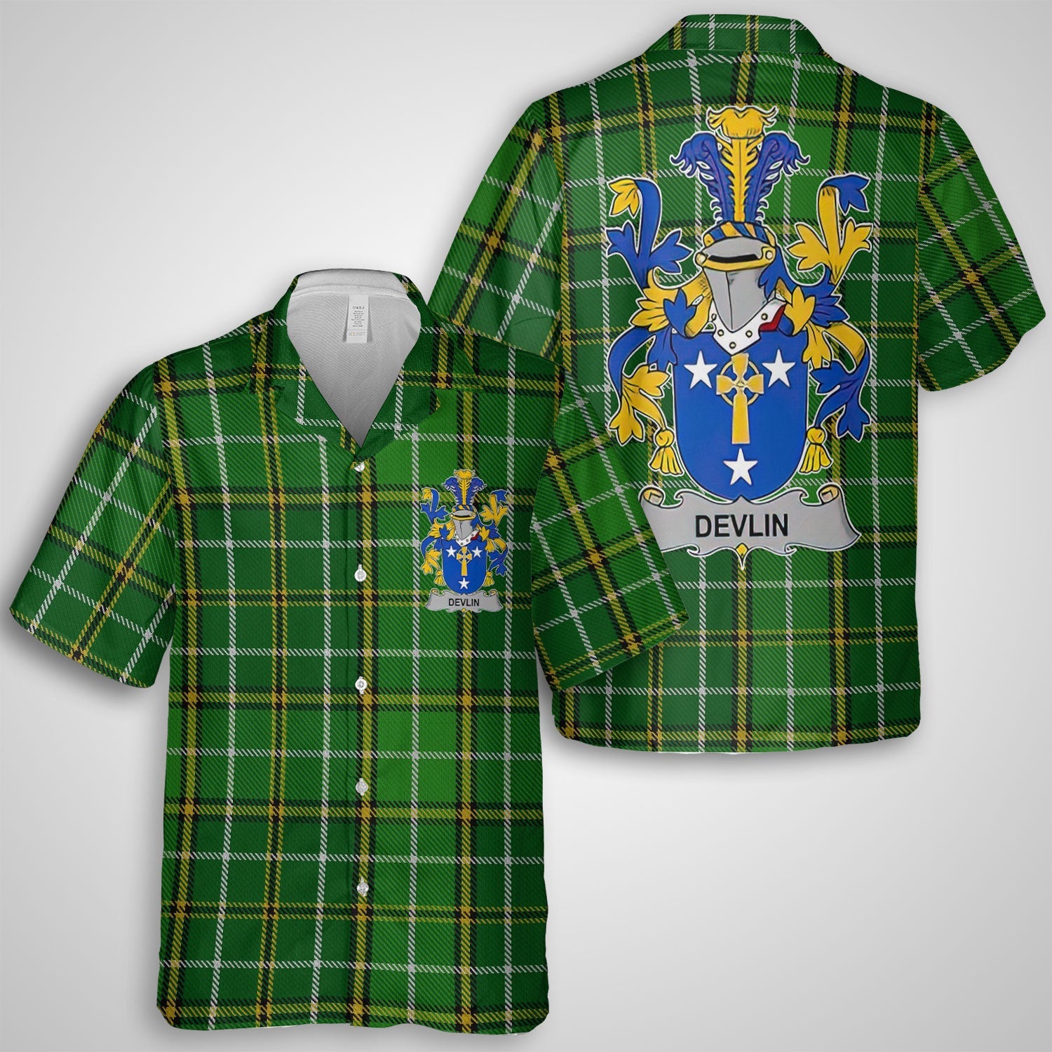 Devlin or O Devlin Hawaiian Shirts Crest And National Plaid Style