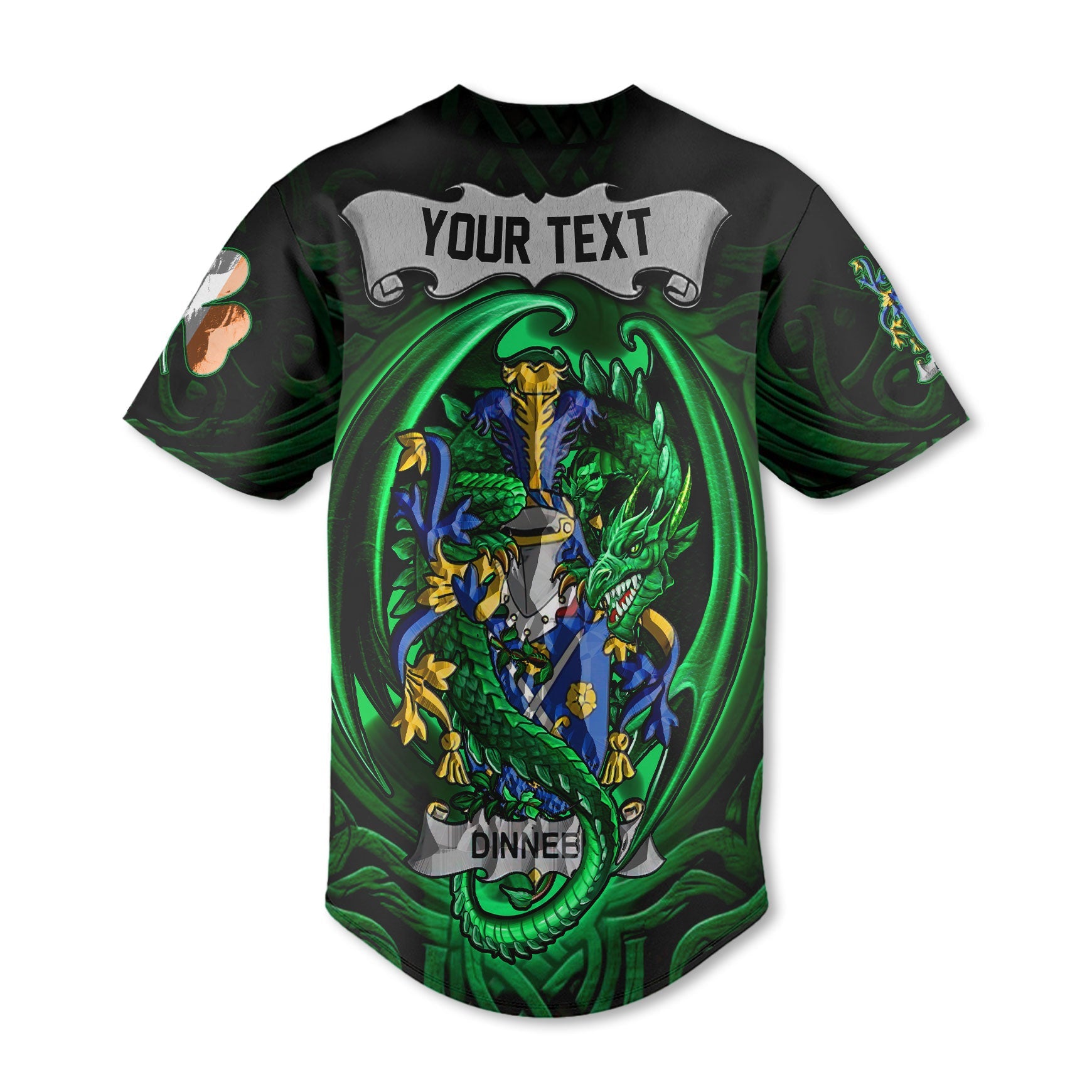 Dinneen or O Dinneen Baseball Jerseys The Green Dragon Of Ireland Style