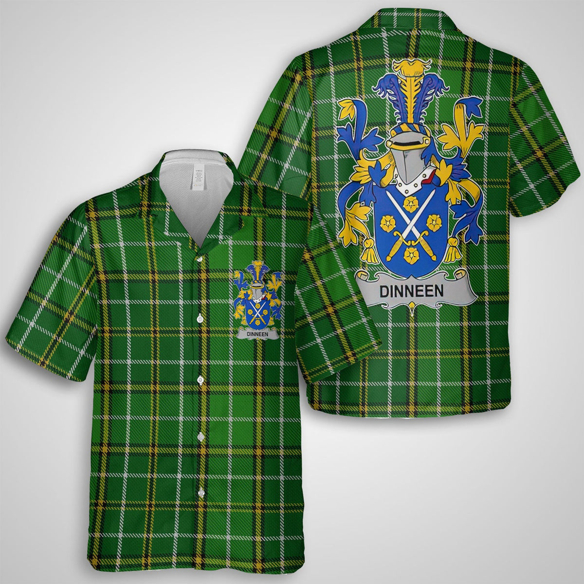 Dinneen or O Dinneen Hawaiian Shirts Crest And National Plaid Style