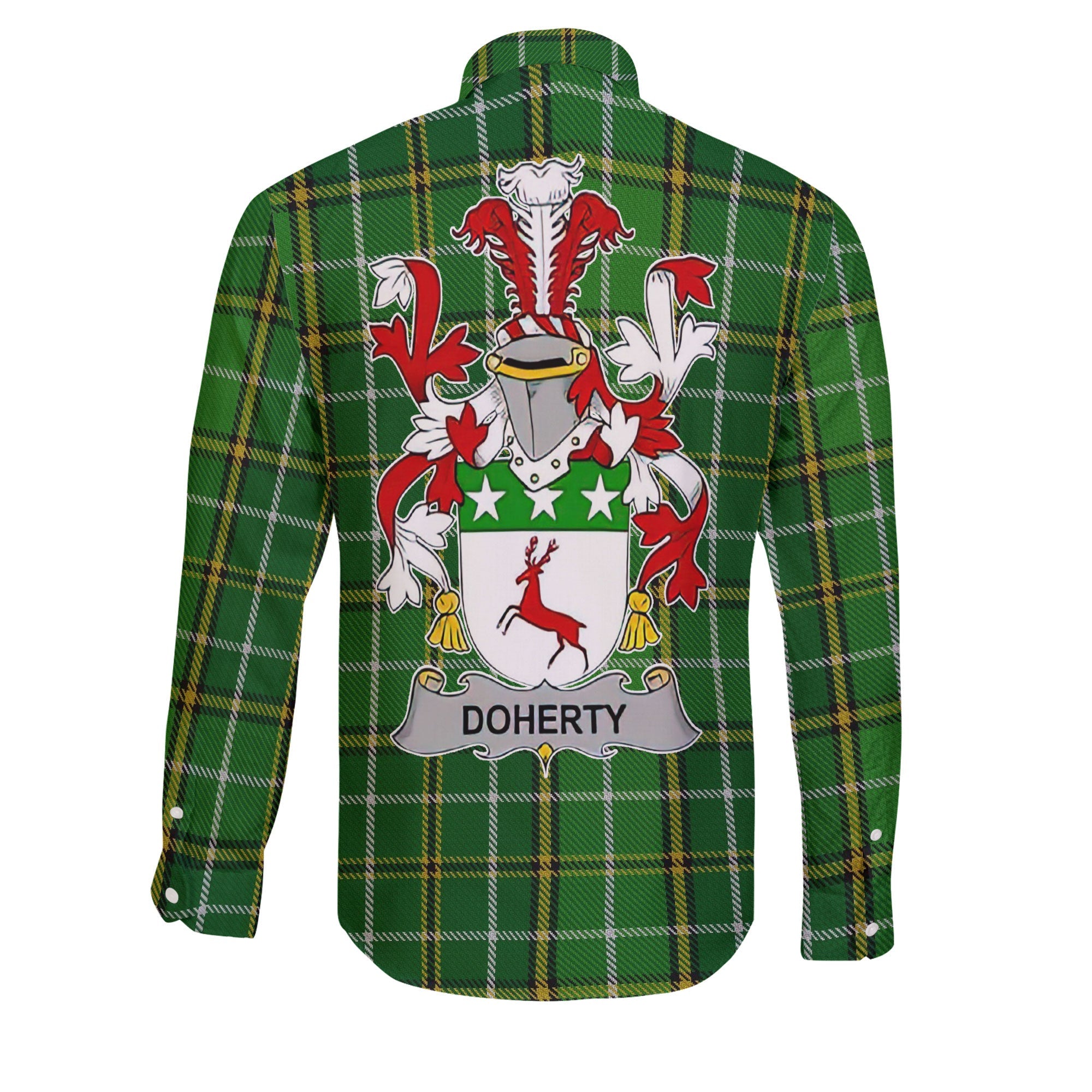 Doherty or O Doherty Long Sleeve Button Shirts Crest And National Plaid Style