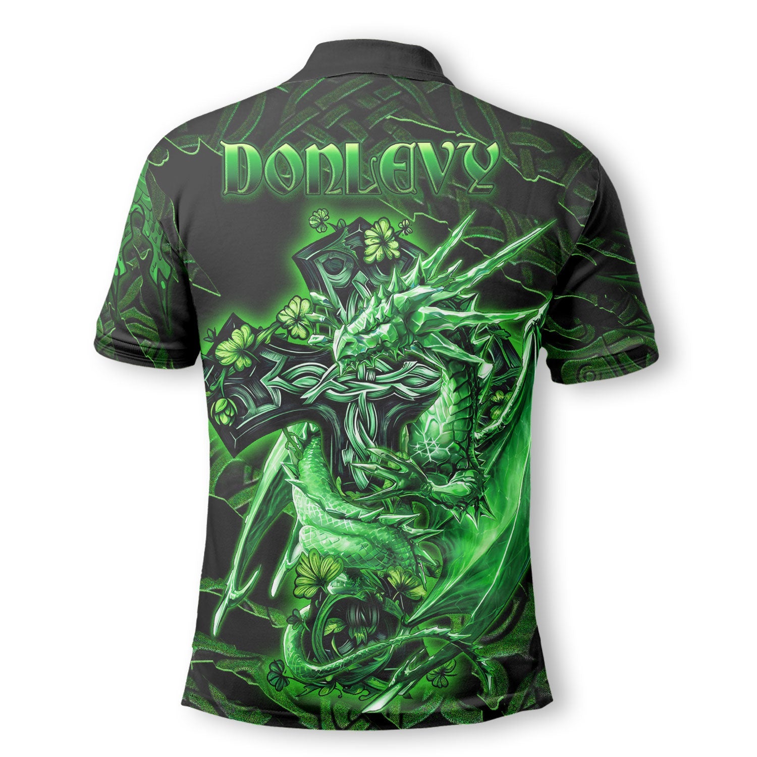 Donlevy or O Donlevy Polo Shirts Celtic Cross And Dragon Style