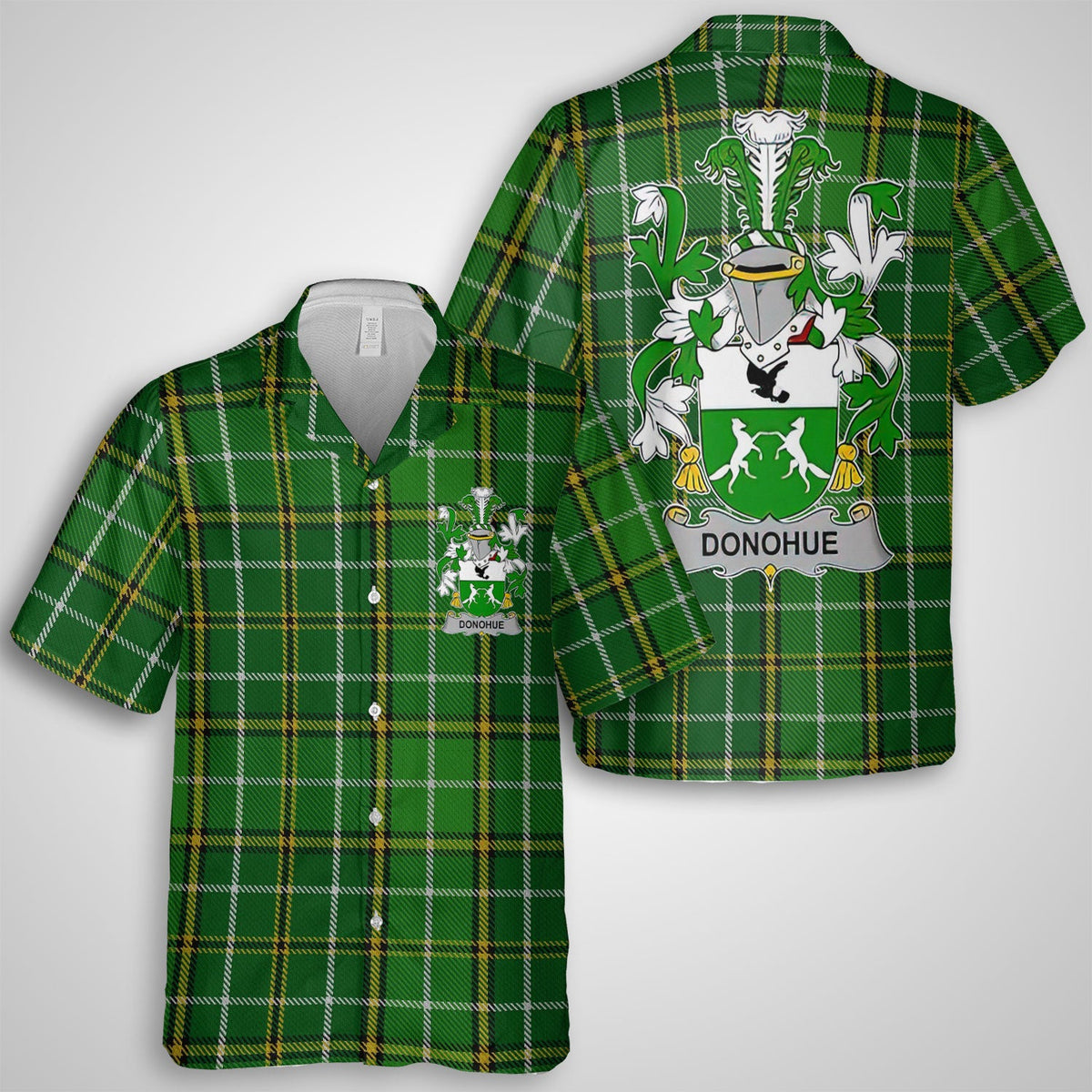 Donohue or O Donohue Hawaiian Shirts Crest And National Plaid Style