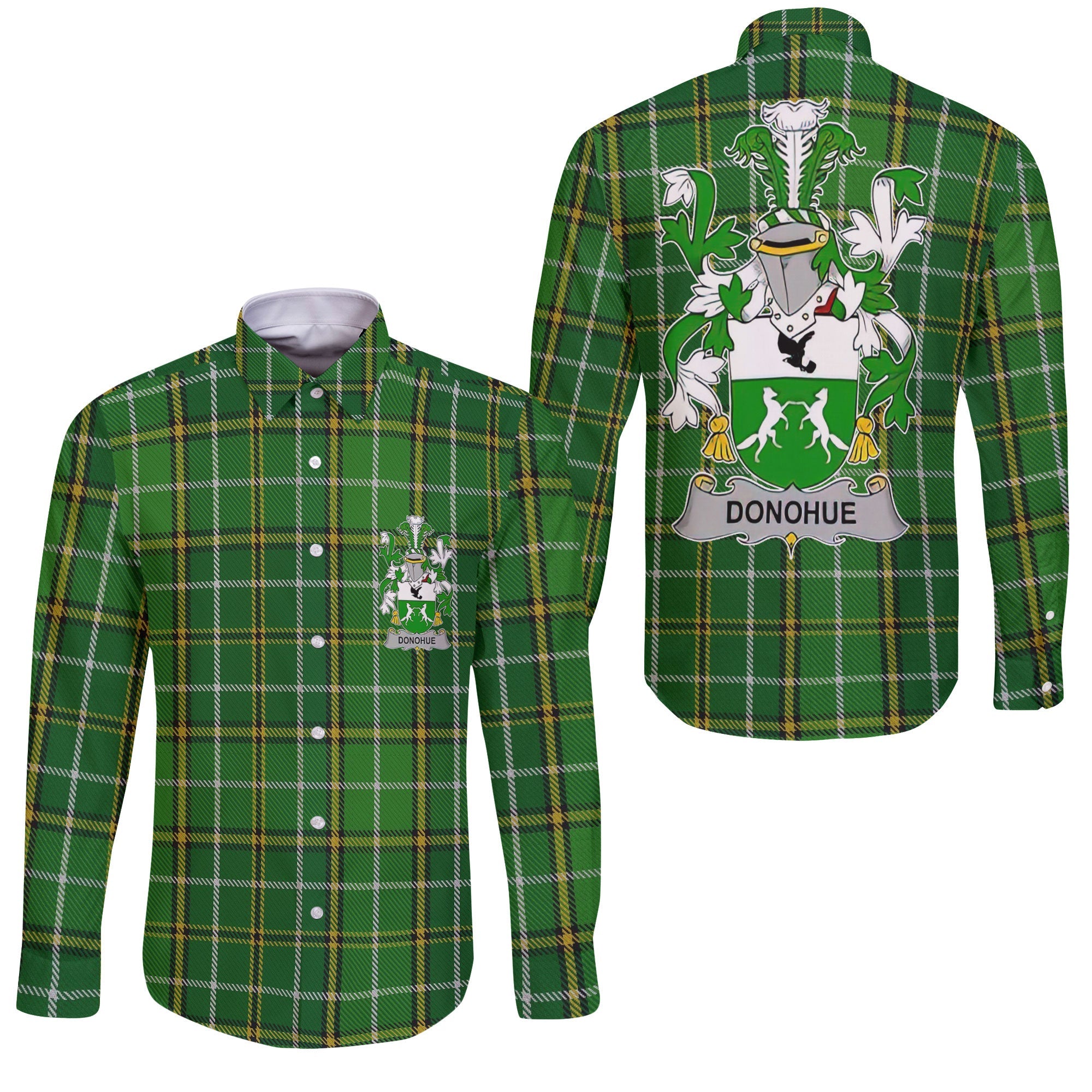 Donohue or O Donohue Long Sleeve Button Shirts Crest And National Plaid Style