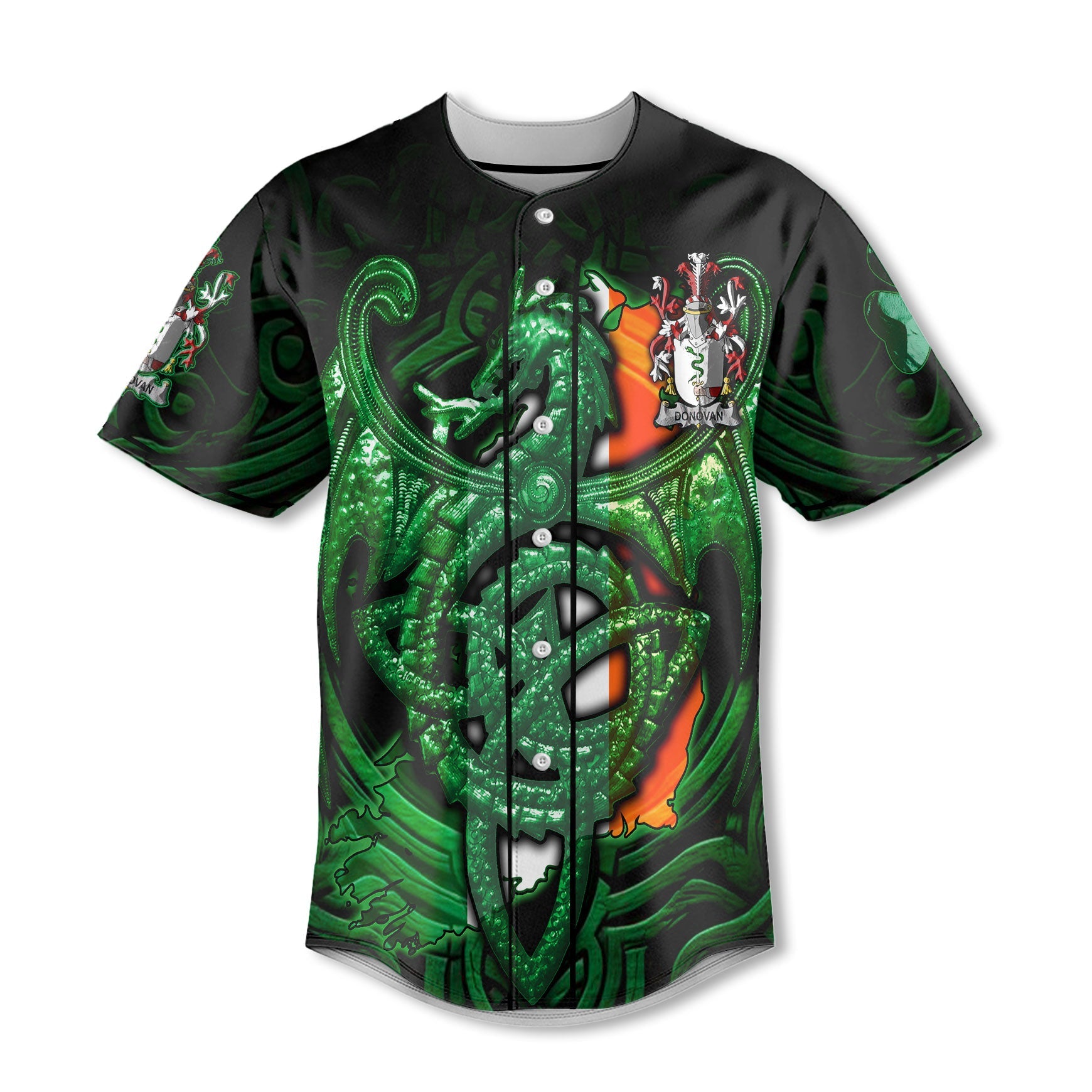 Donovan or O Donovan Baseball Jerseys The Green Dragon Of Ireland Style