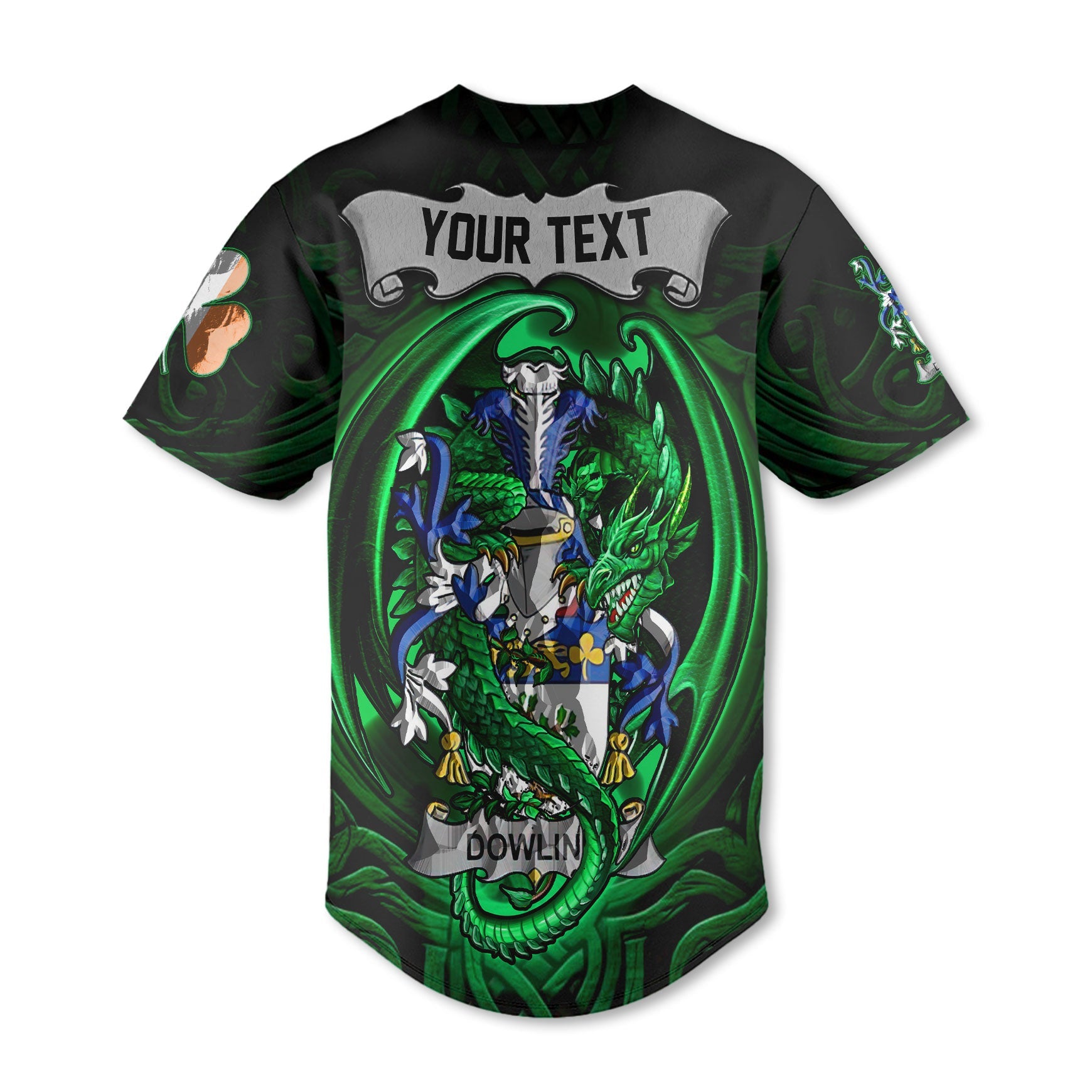 Dowling or O Dowling Baseball Jerseys The Green Dragon Of Ireland Style