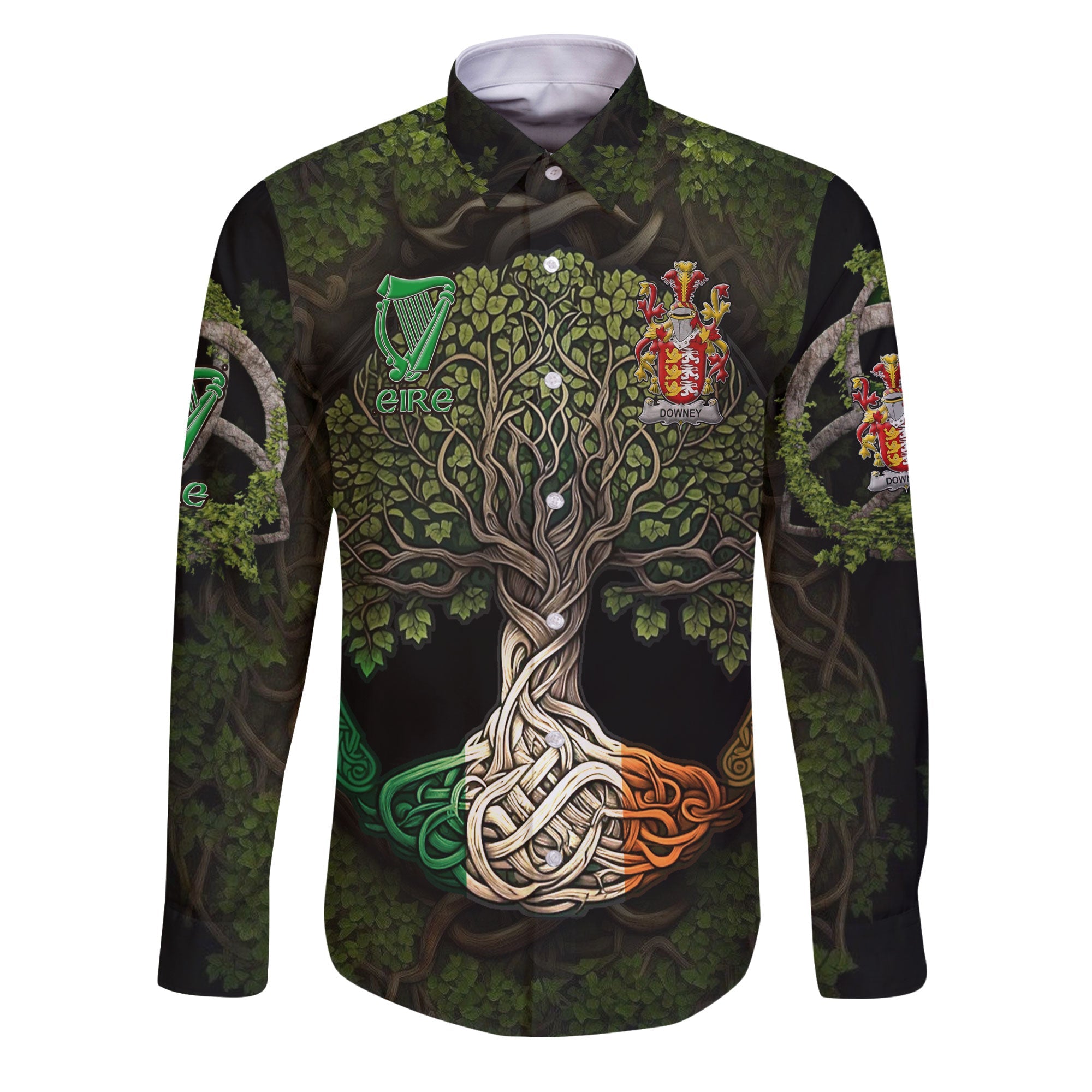 Downey or O Downey Long Sleeve Button Shirts Ireland Is My Root Style