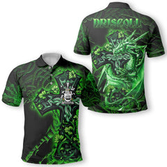 Driscoll or O Driscoll Polo Shirts Celtic Cross And Dragon Style