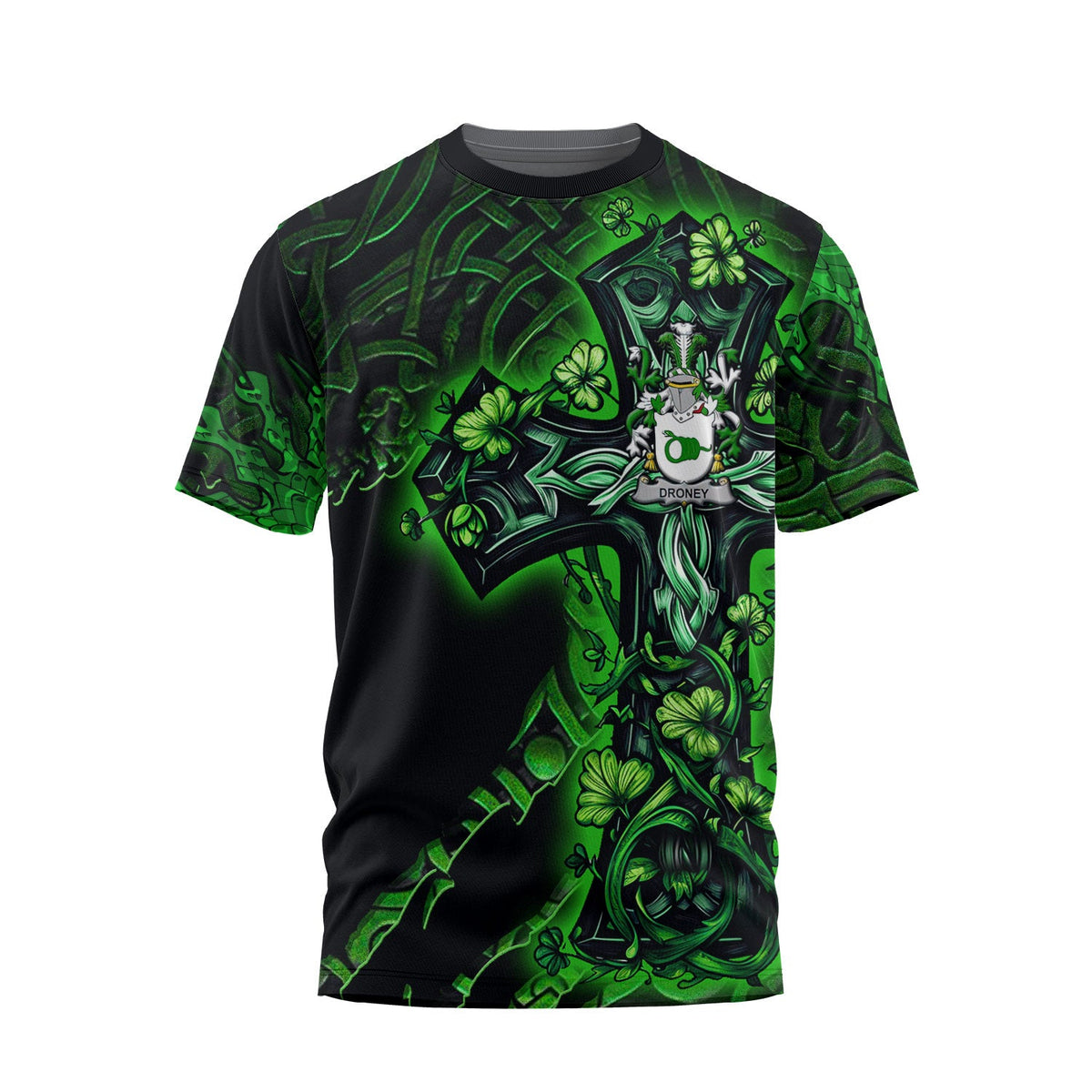 Droney or O Droney T-Shirts Celtic Cross And Dragon Style