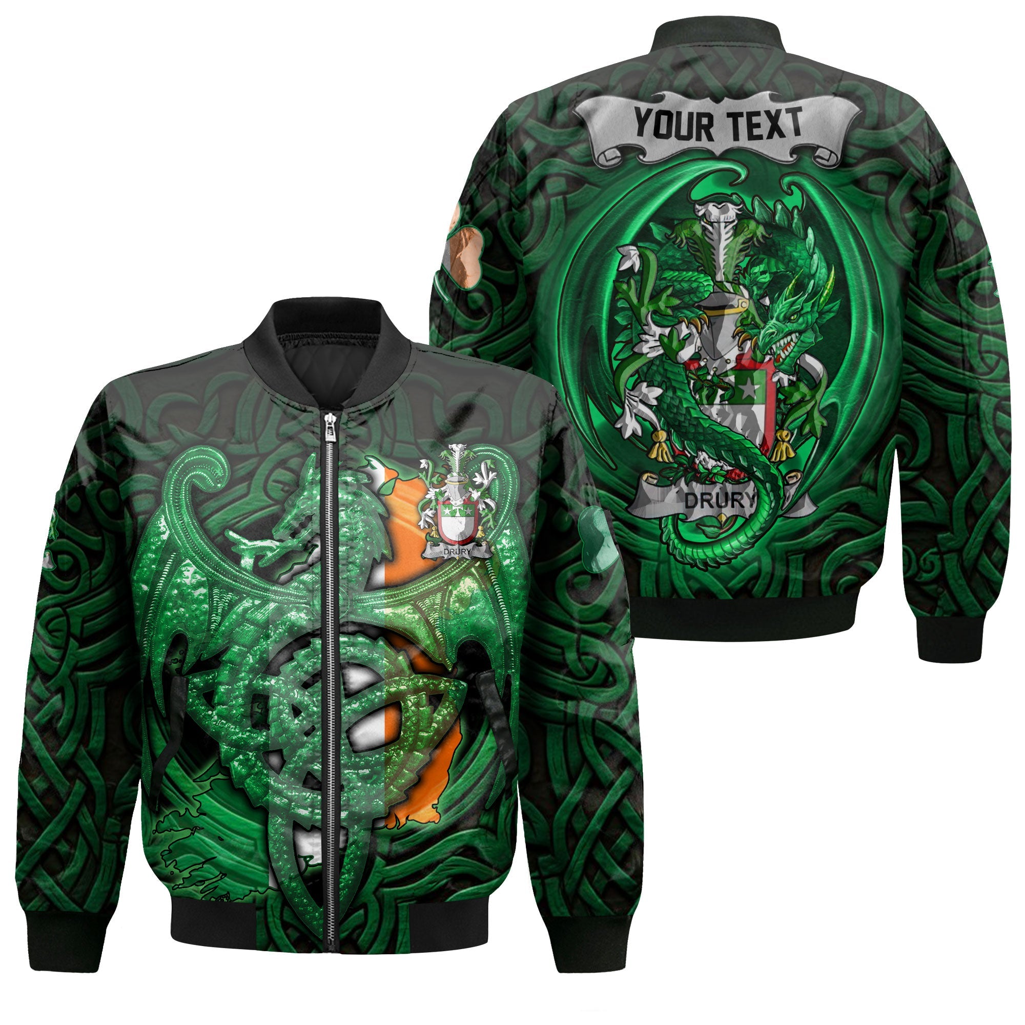 Drury or McDrury Bomber Jackets The Green Dragon Of Ireland Style