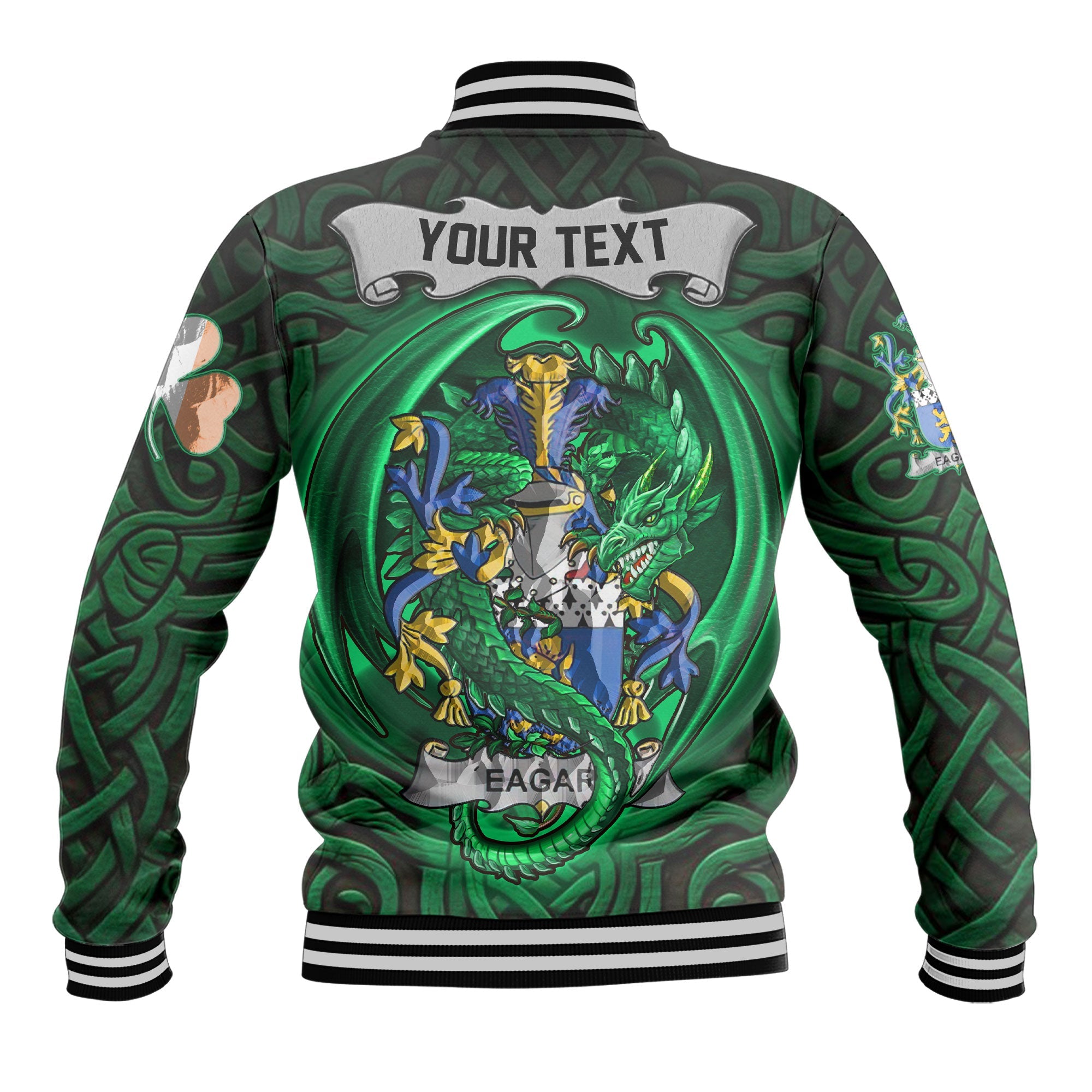 Eagar Baseball Jackets The Green Dragon Of Ireland Style