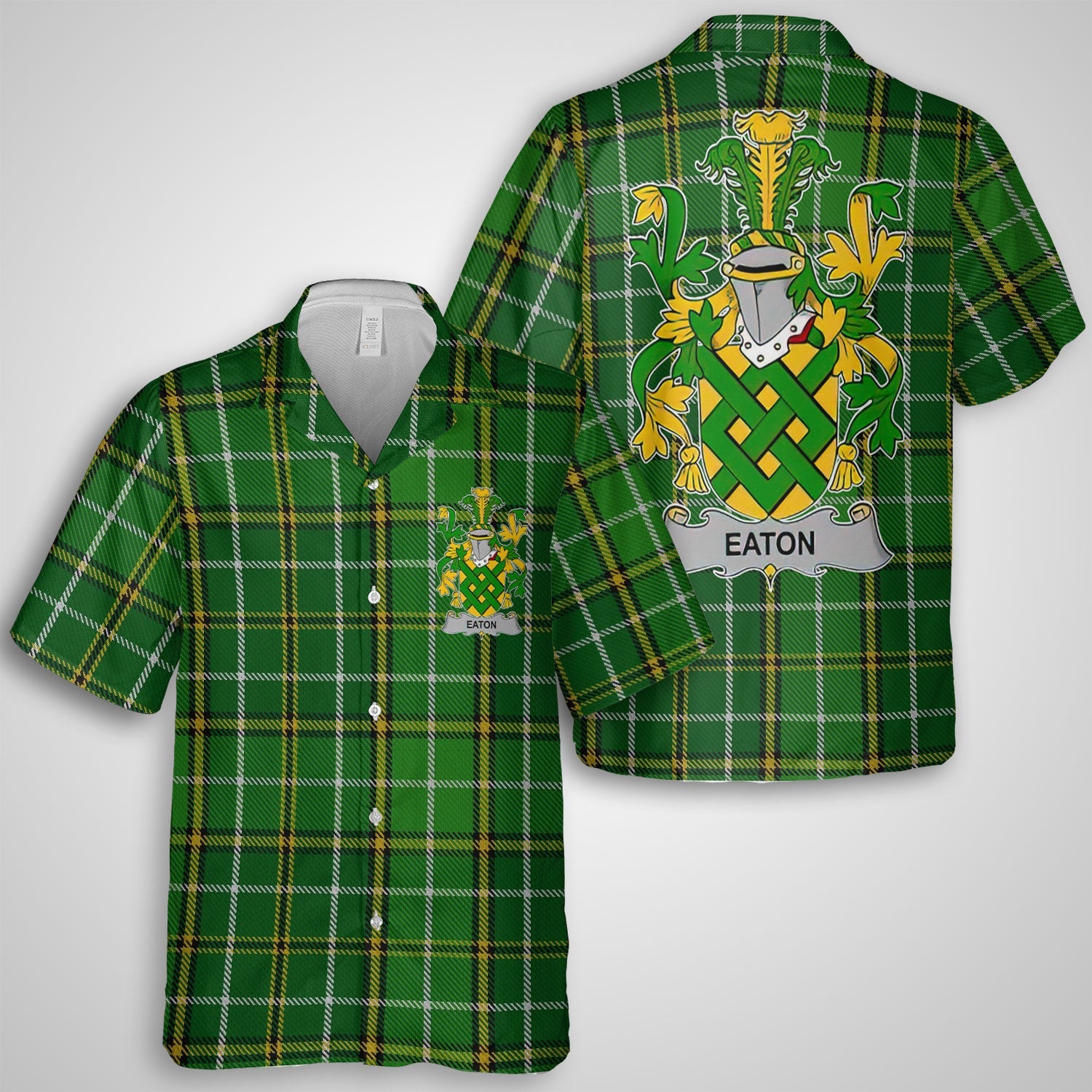 Eaton Hawaiian Shirts Crest And National Plaid Style