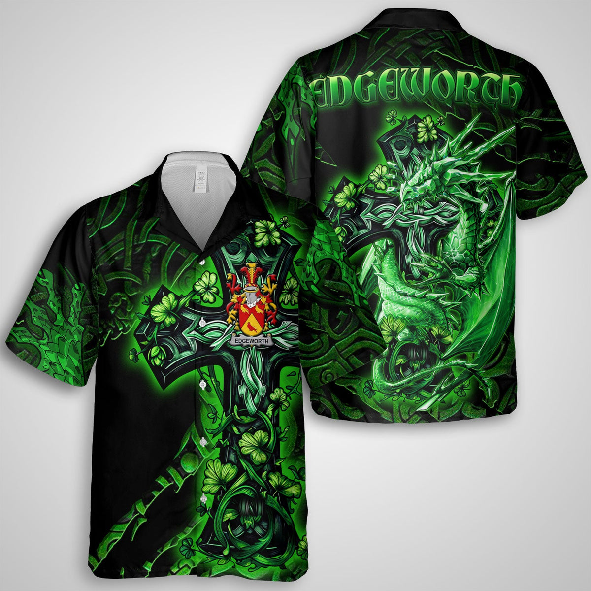 Edgeworth Hawaiian Shirts Celtic Cross And Dragon Style