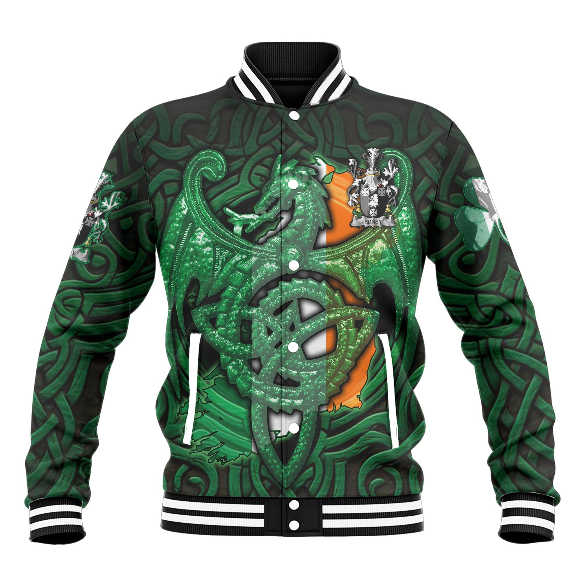 Edney Baseball Jackets The Green Dragon Of Ireland Style