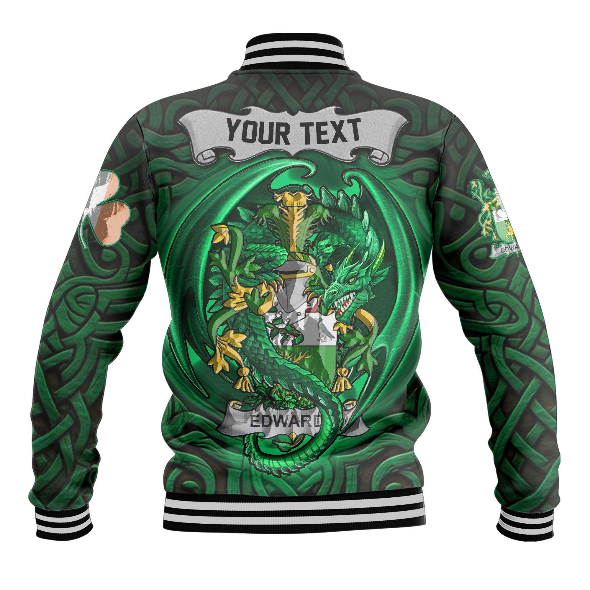 Edwards Baseball Jackets The Green Dragon Of Ireland Style