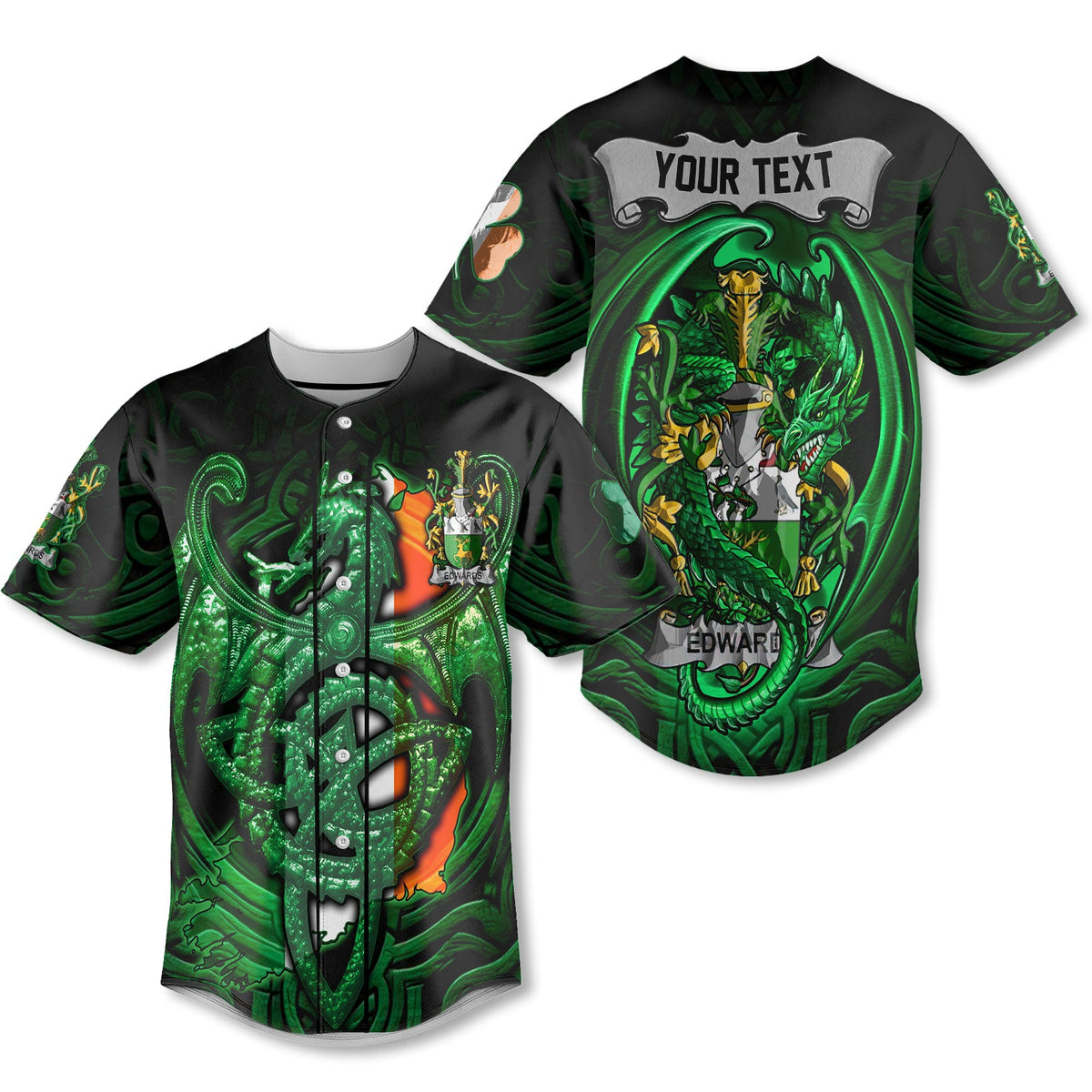 Edwards Baseball Jerseys The Green Dragon Of Ireland Style