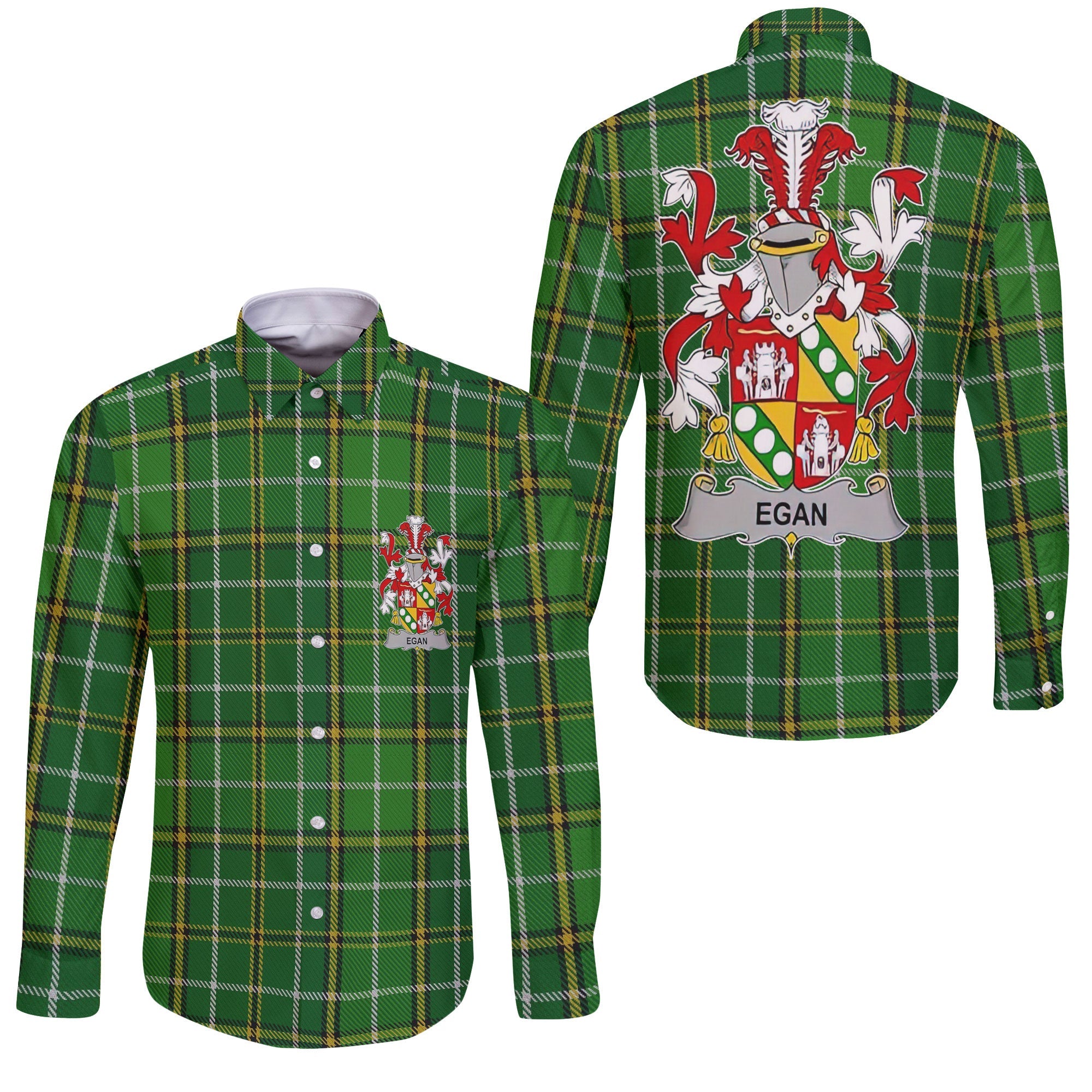 Egan or McEgan Long Sleeve Button Shirts Crest And National Plaid Style