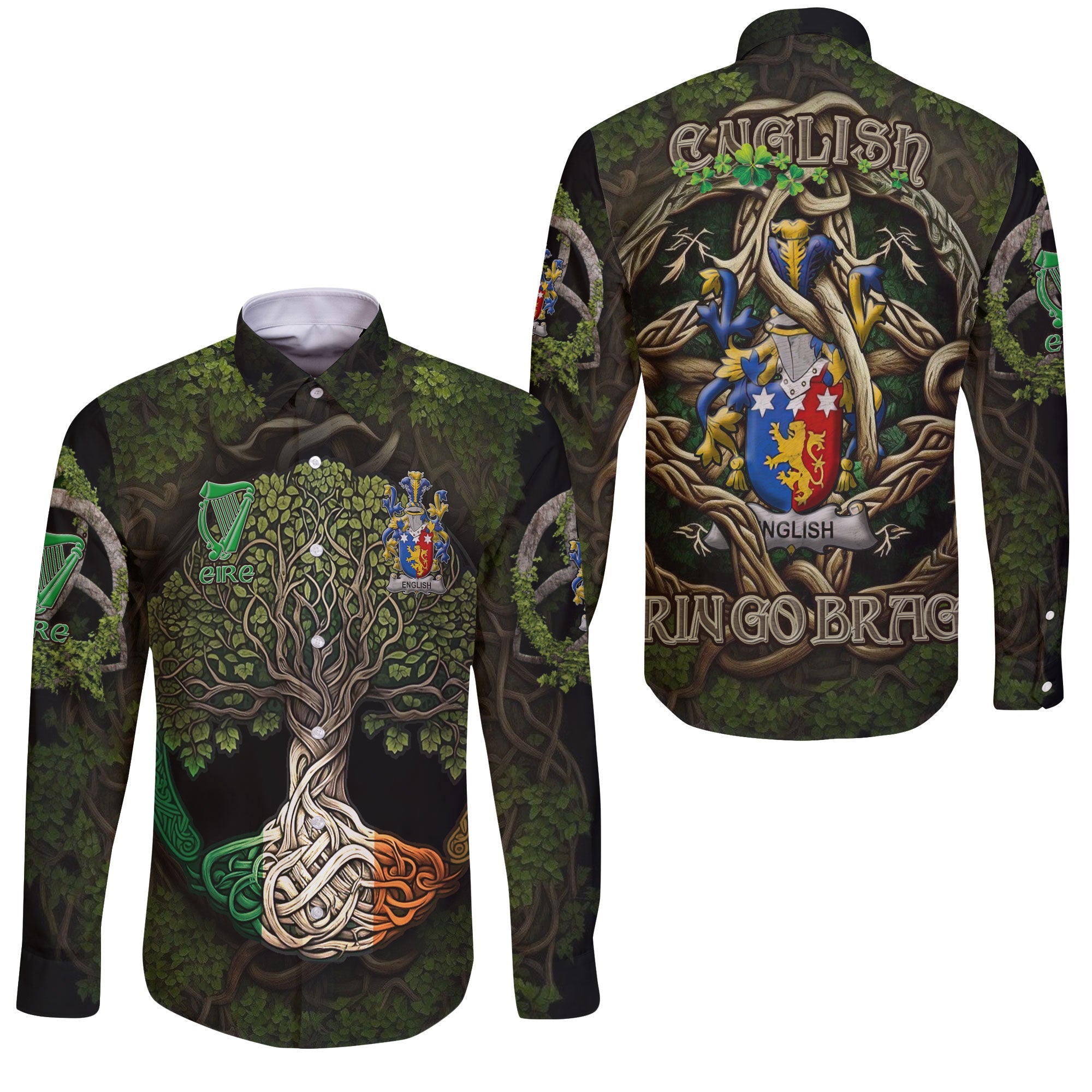 English Long Sleeve Button Shirts Ireland Is My Root Style