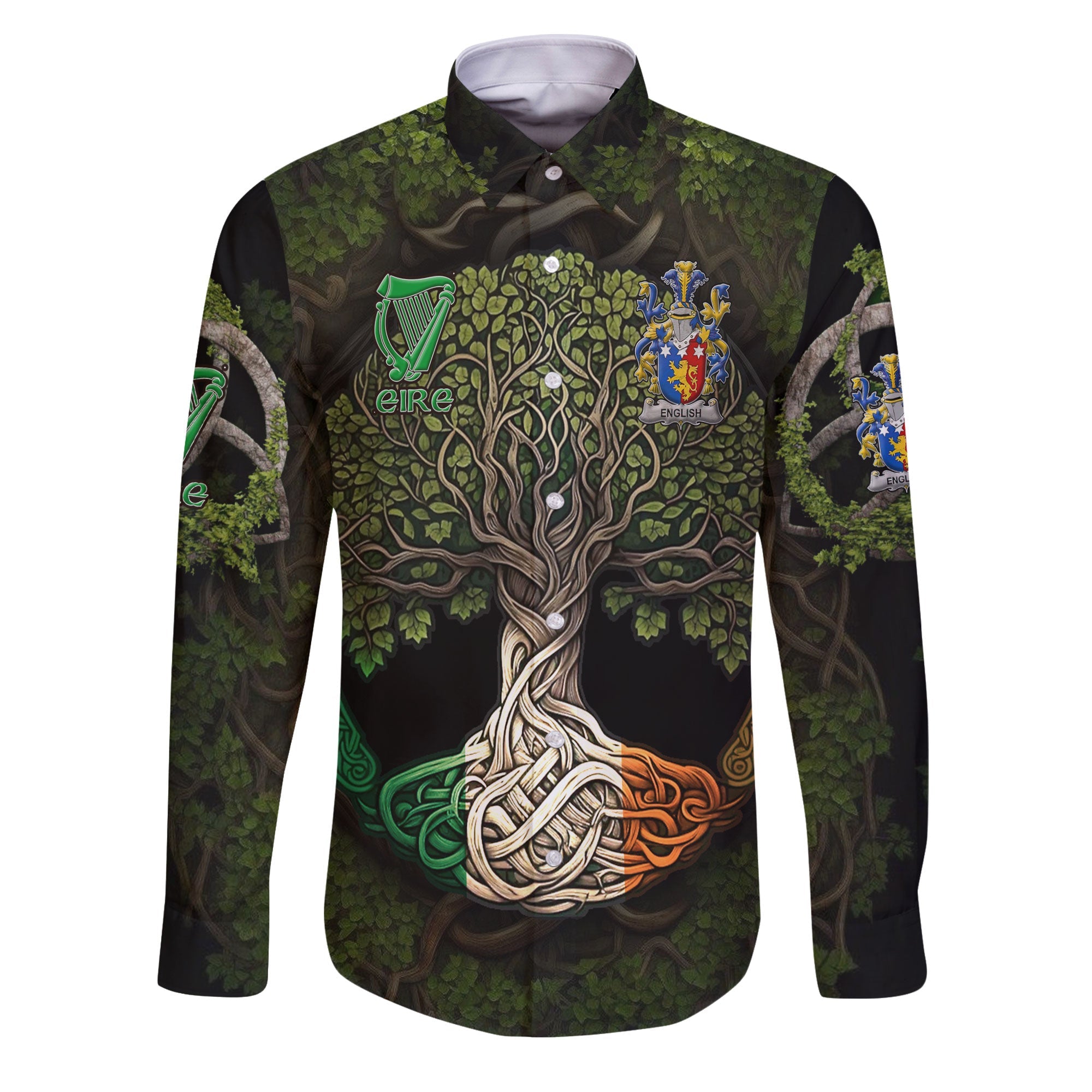 English Long Sleeve Button Shirts Ireland Is My Root Style