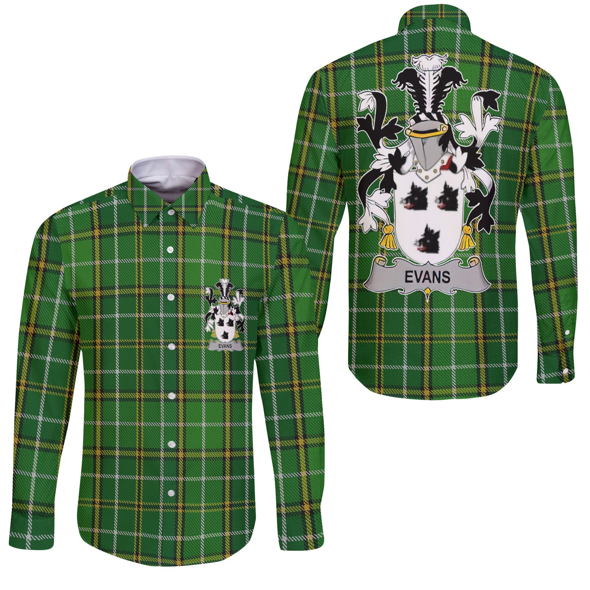 Evans Long Sleeve Button Shirts Crest And National Plaid Style