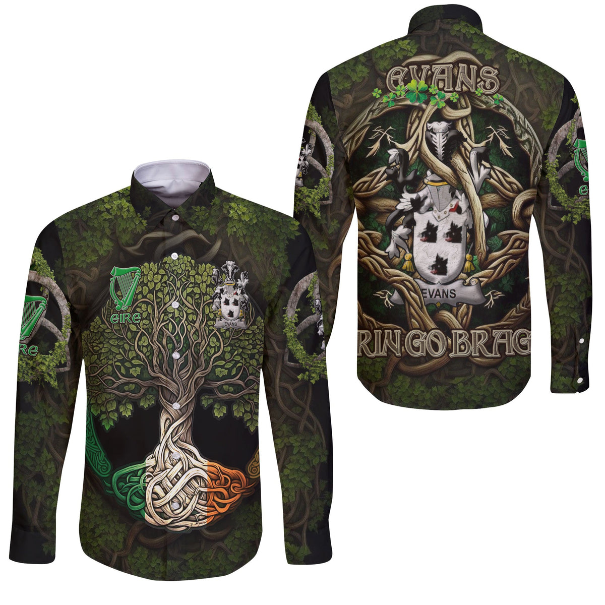 Evans Long Sleeve Button Shirts Ireland Is My Root Style