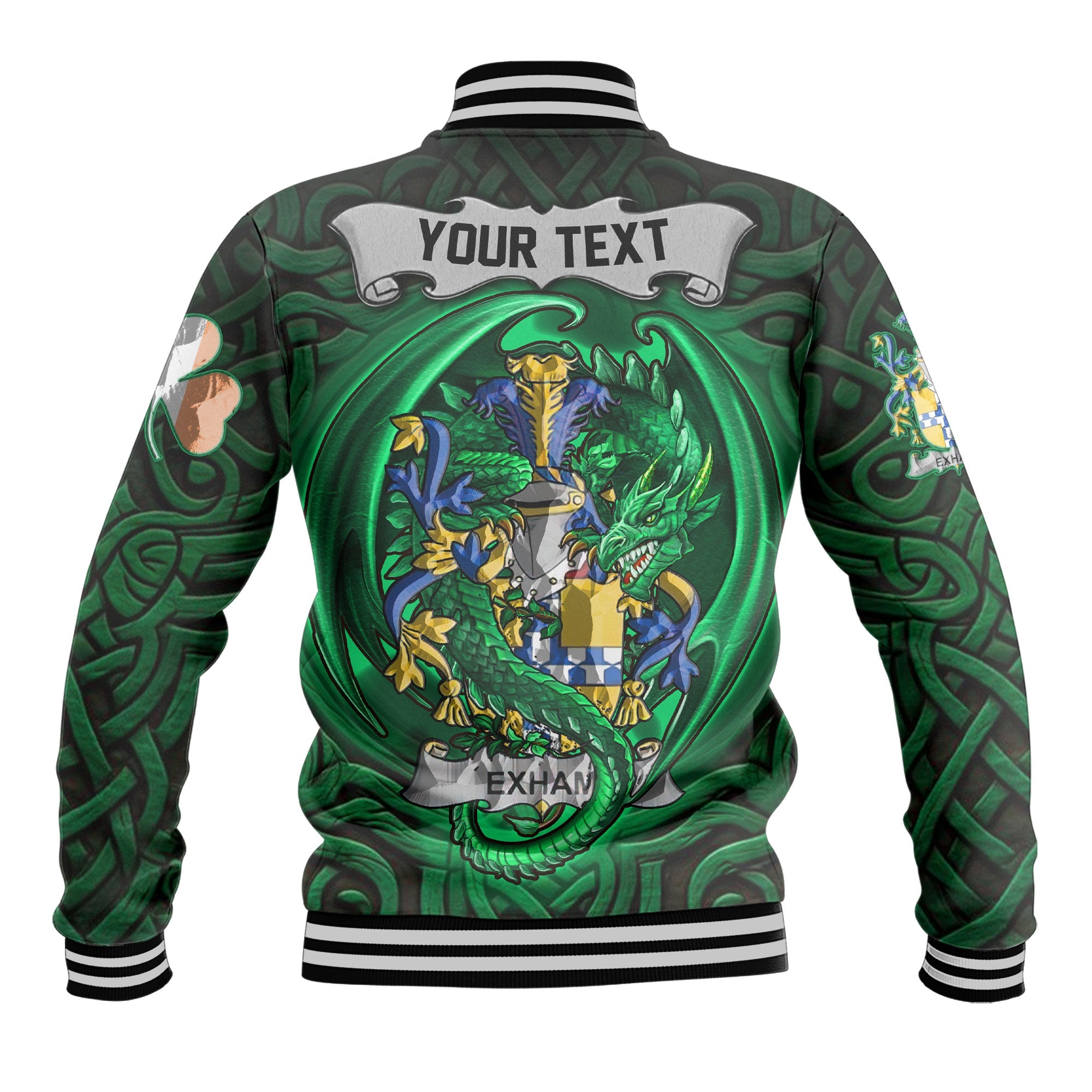 Exham Baseball Jackets The Green Dragon Of Ireland Style