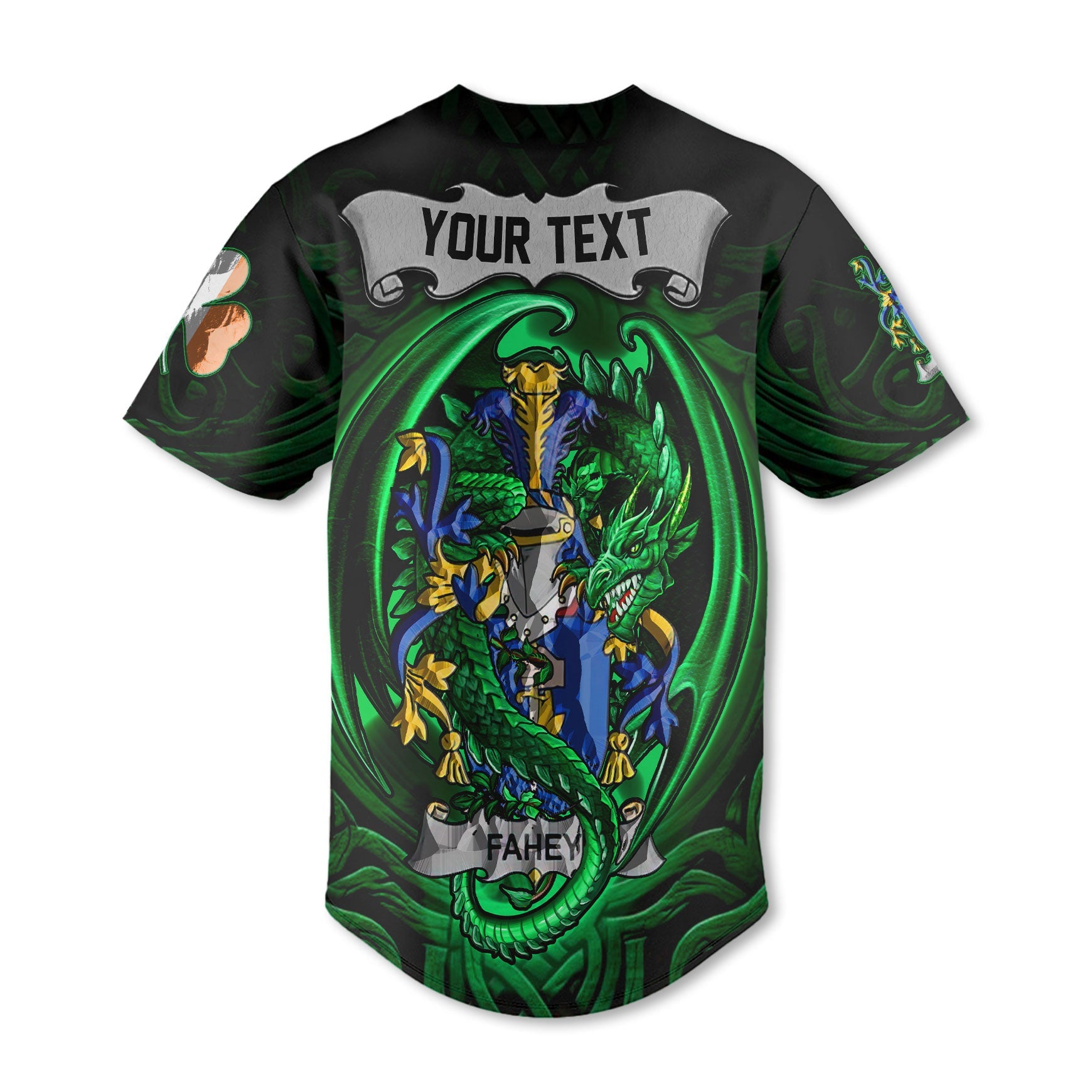 Fahey or O Fahy Baseball Jerseys The Green Dragon Of Ireland Style