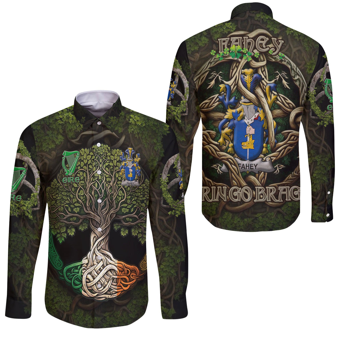 Fahey or O Fahy Long Sleeve Button Shirts Ireland Is My Root Style