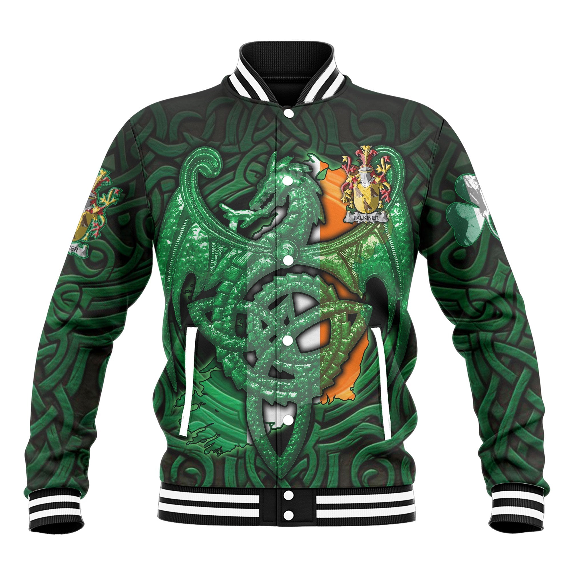 Falkiner Baseball Jackets The Green Dragon Of Ireland Style