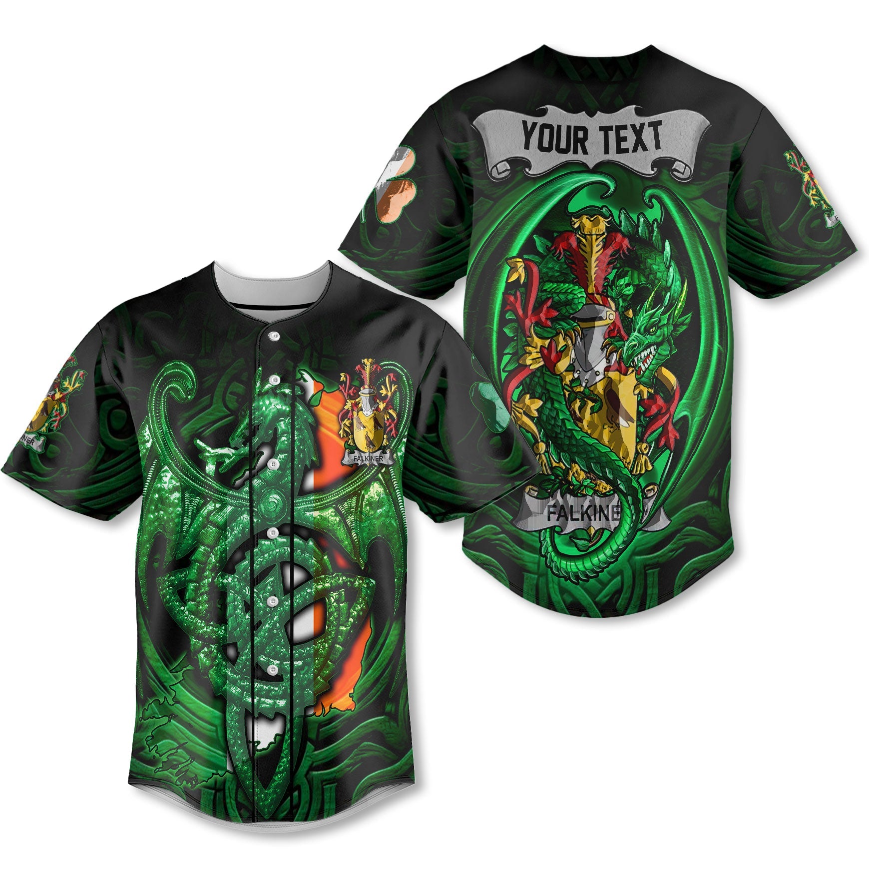 Falkiner Baseball Jerseys The Green Dragon Of Ireland Style